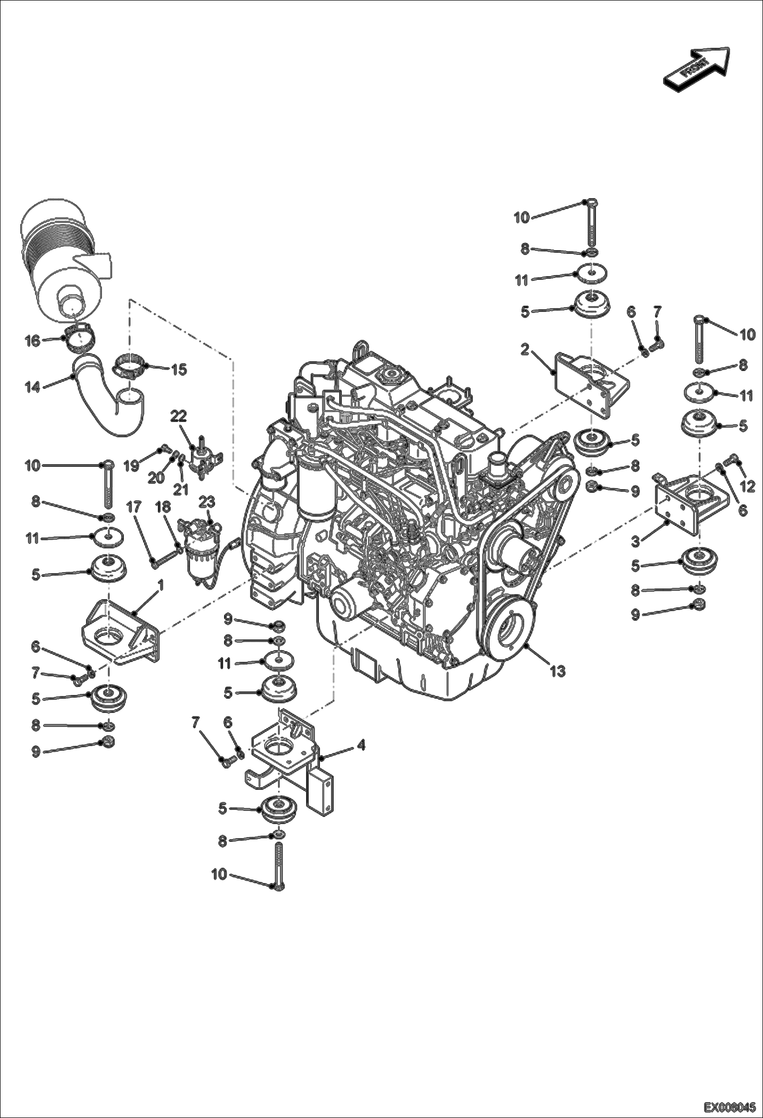 Схема запчастей Bobcat E55W - ENGINE & ATTACHING PARTS (Engine Mounting) POWER UNIT