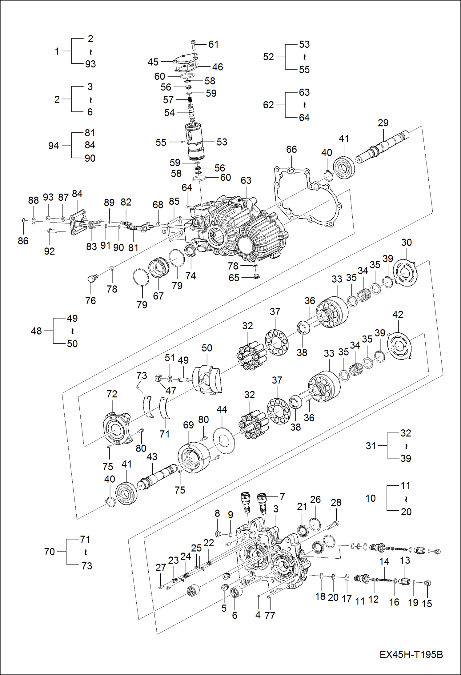 Схема запчастей Bobcat CT335 - HST PARTS GROUP DRIVE TRAIN