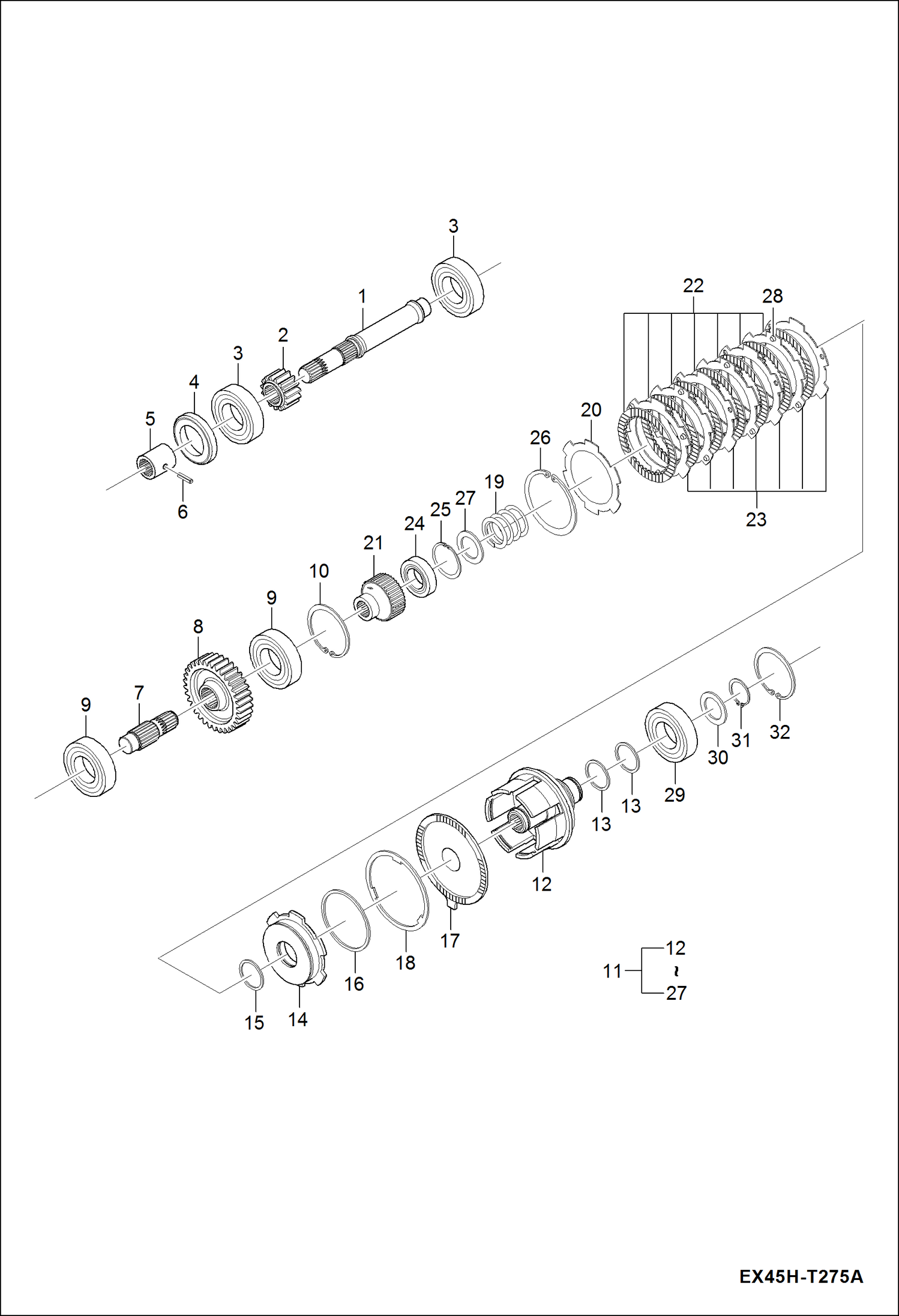 Схема запчастей Bobcat CT335 - PTO COUNTER SHAFT GROUP DRIVE TRAIN