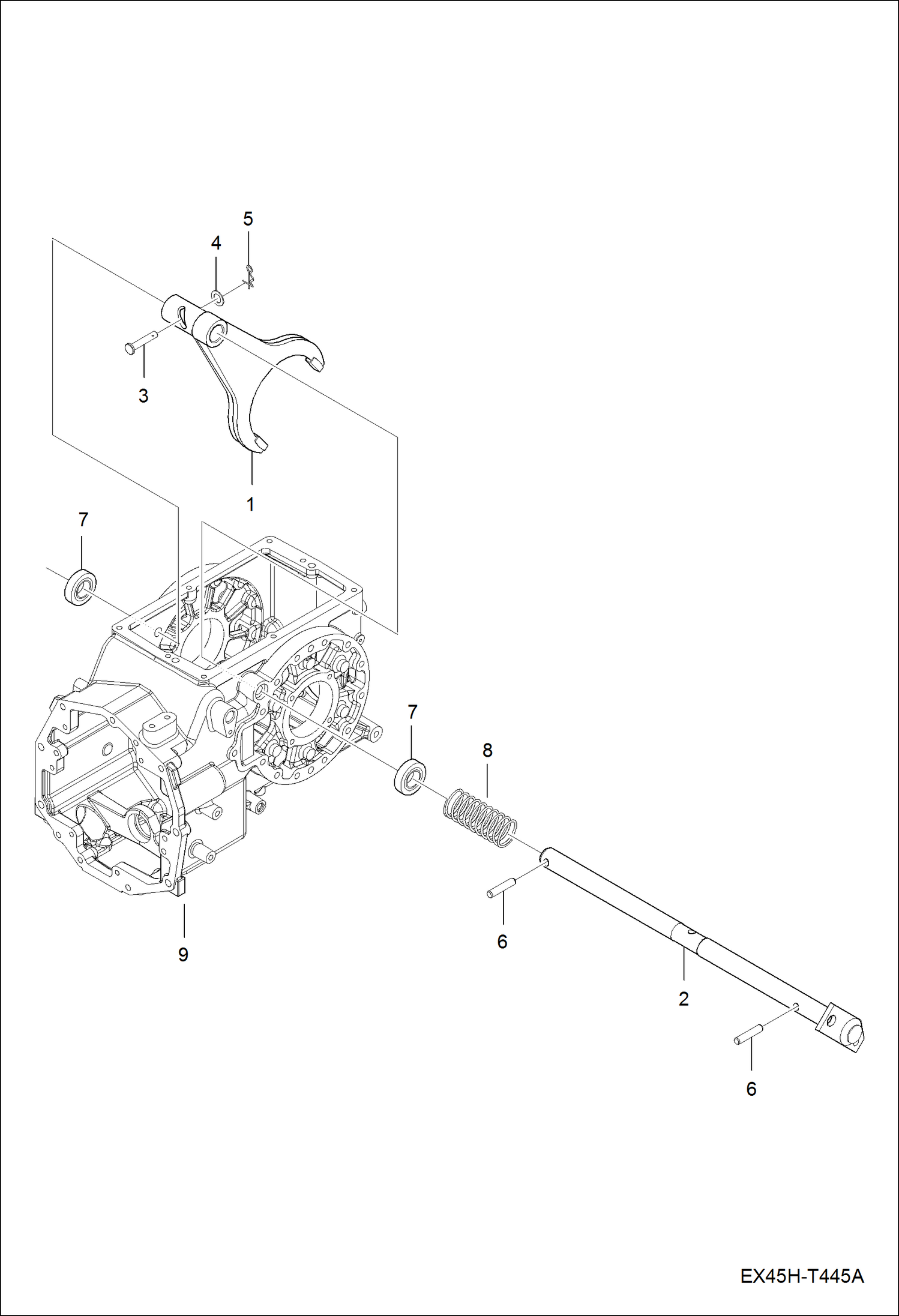 Схема запчастей Bobcat CT335 - DIFFERENTIAL LOCK FORK GROUP DRIVE TRAIN