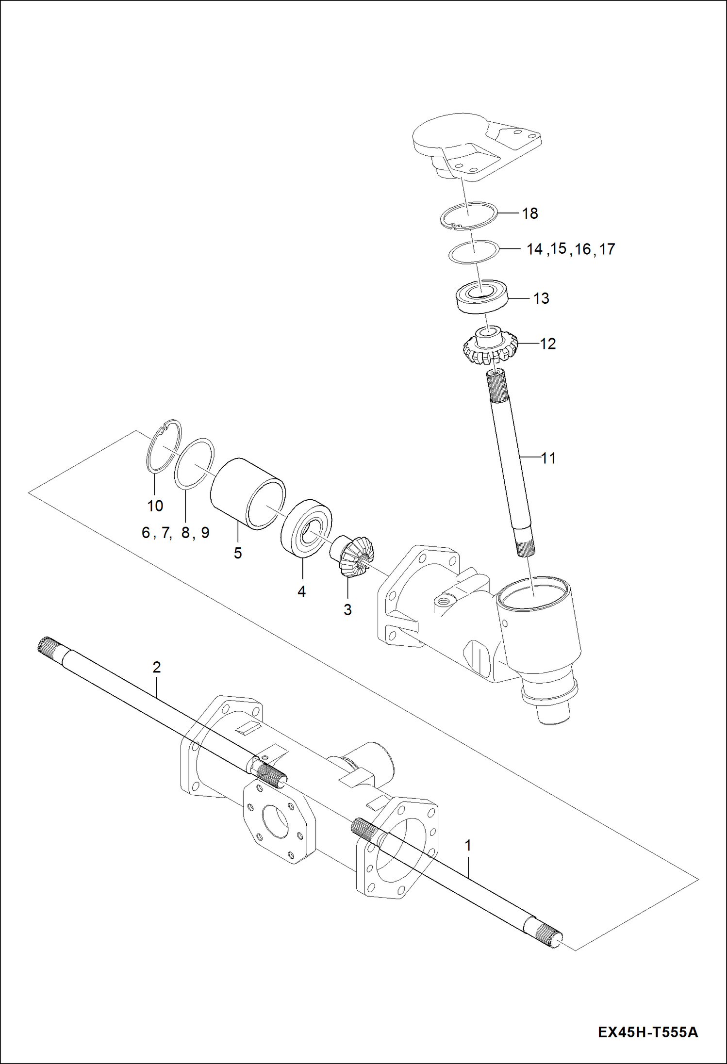 Схема запчастей Bobcat CT335 - BEVEL GEAR SHAFT GROUP DRIVE TRAIN