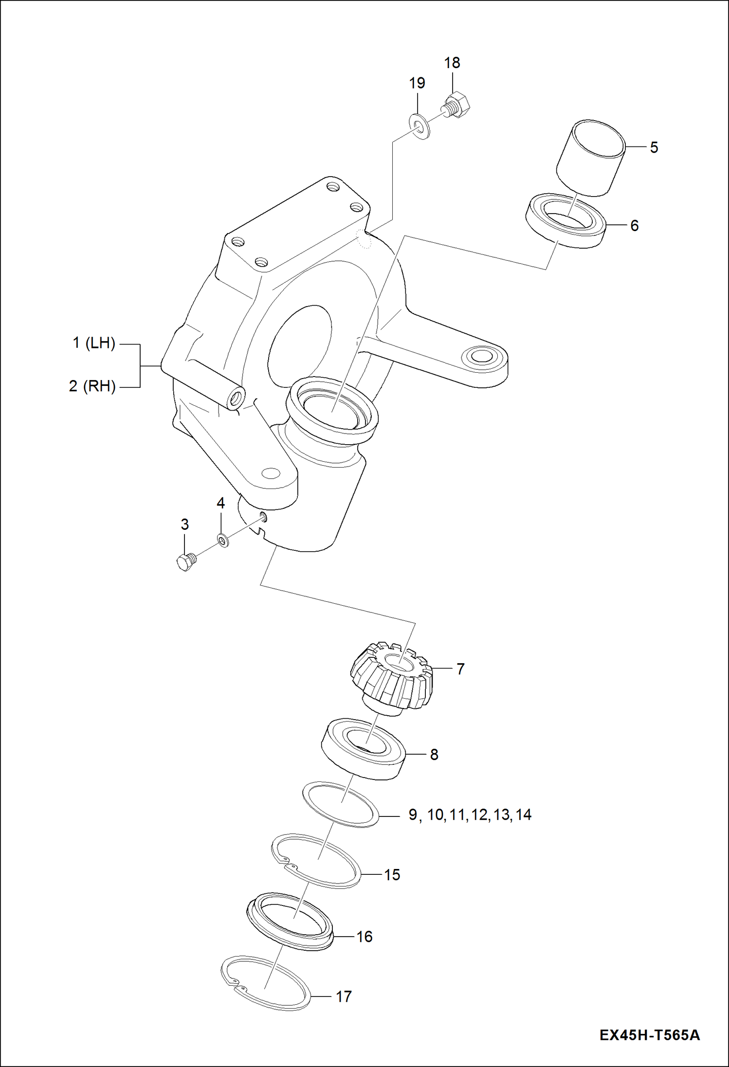 Схема запчастей Bobcat CT335 - FRONT AXLE CASE GROUP (Dual Steering Cylinders) DRIVE TRAIN