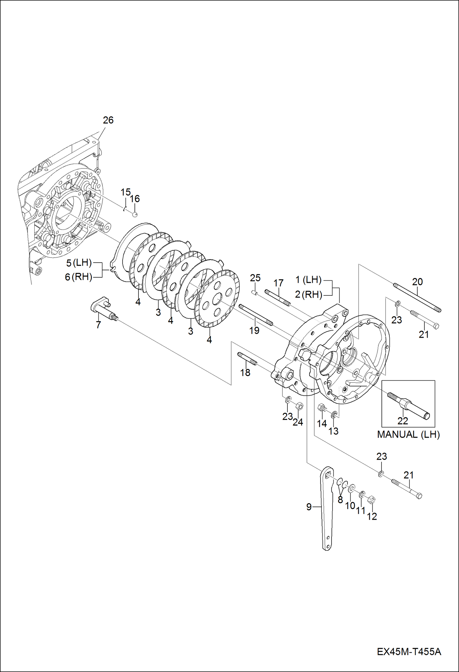 Схема запчастей Bobcat CT445 - BRAKE CASE GROUP DRIVE TRAIN