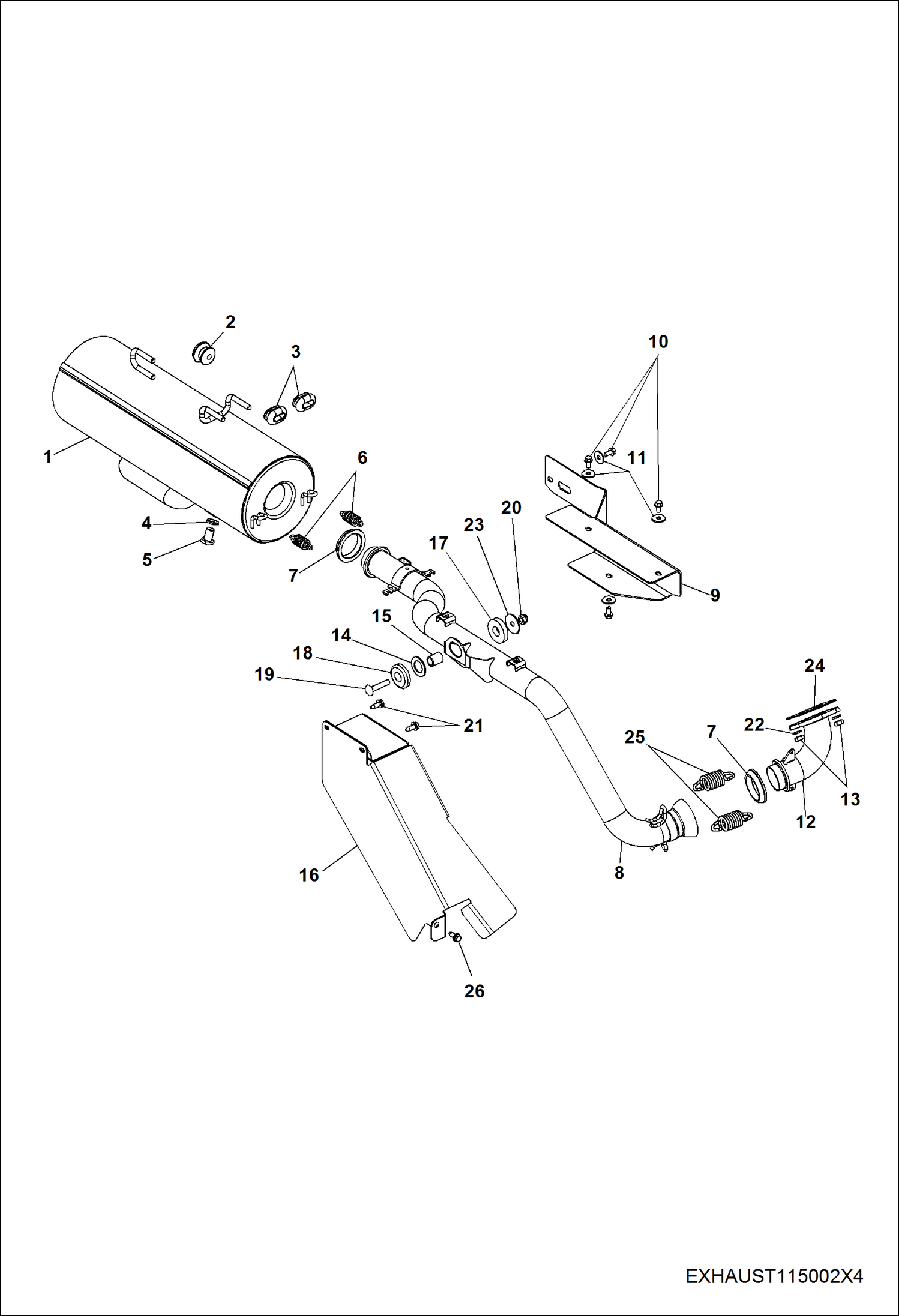 Схема запчастей Bobcat 3200 - ENGINE, EXHAUST POWER UNIT