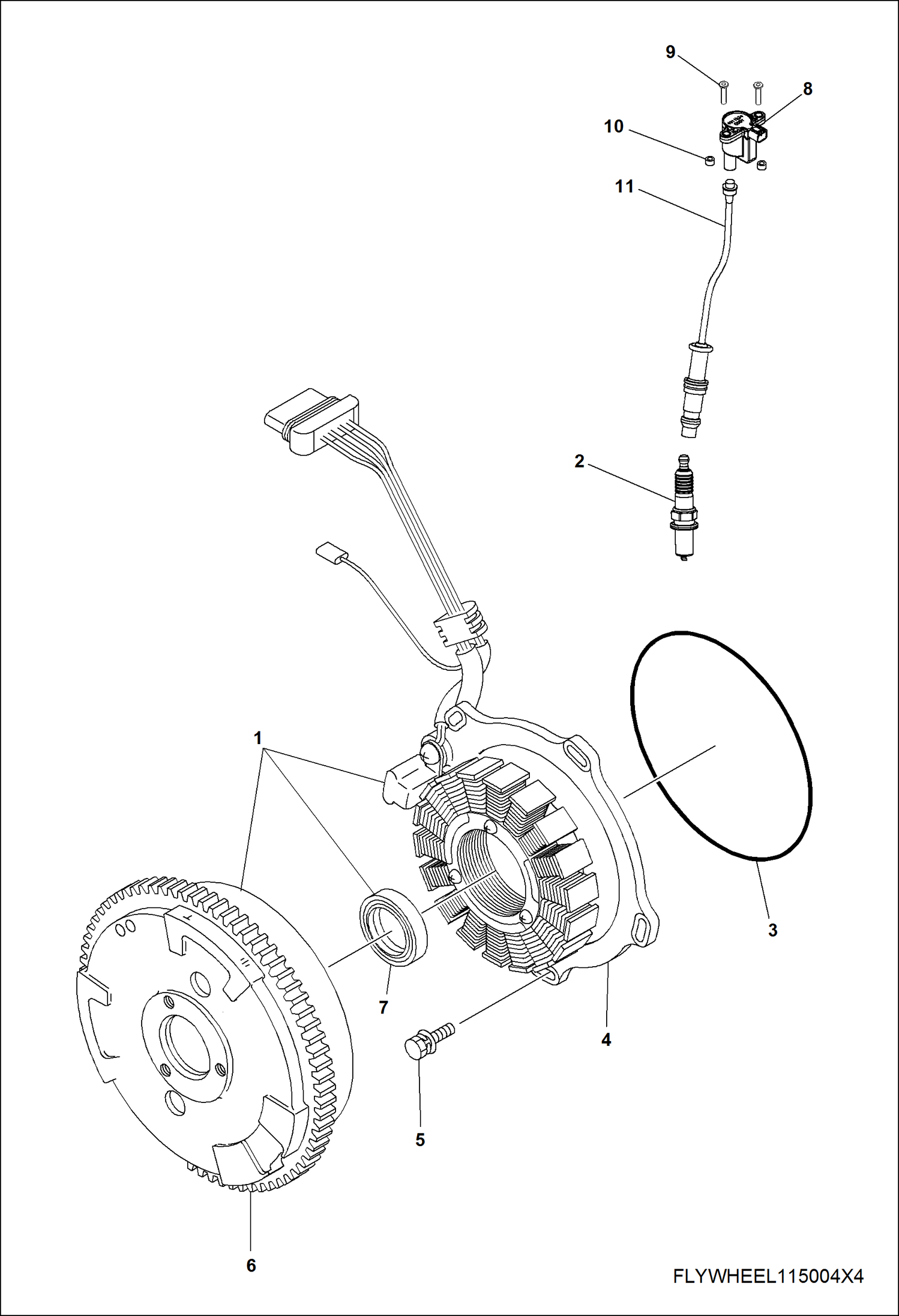 Схема запчастей Bobcat 3400 - ENGINE, FLYWHEEL & STATOR POWER UNIT