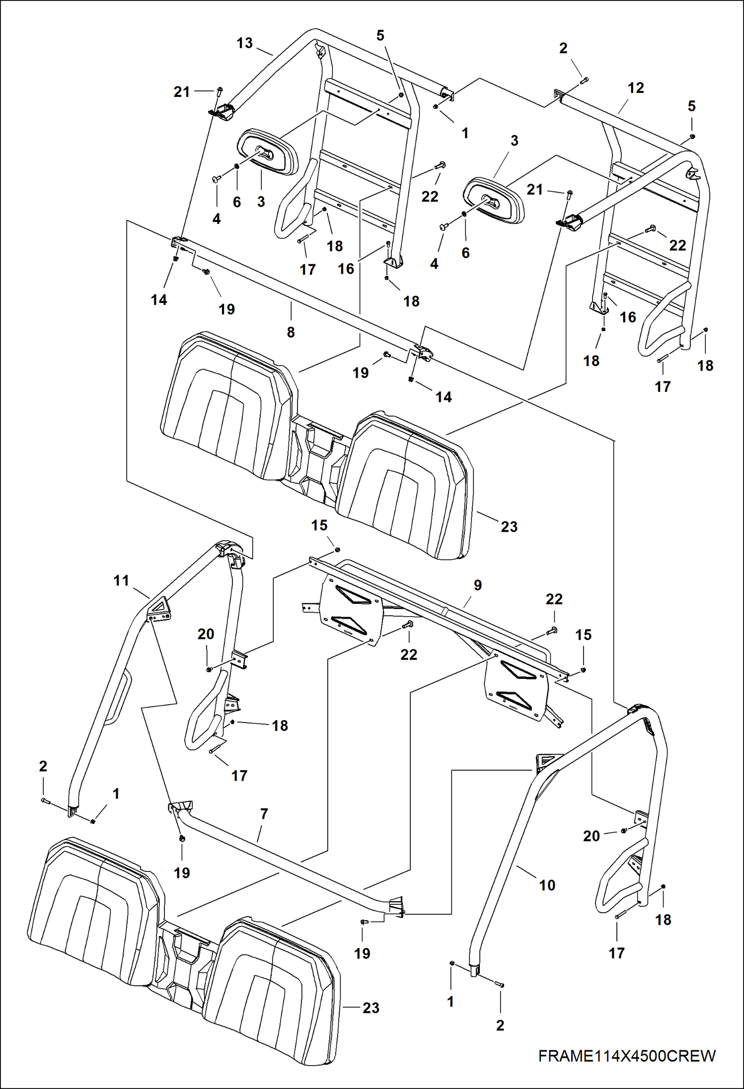 Схема запчастей Bobcat 3400XL - CHASSIS, CAB FRAME MAIN FRAME