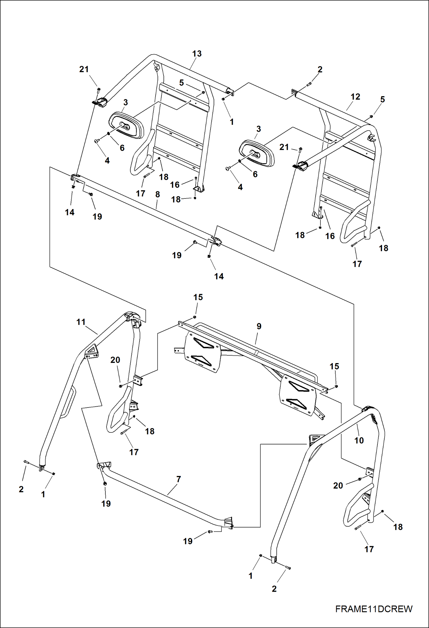 Схема запчастей Bobcat 3400XL - CHASSIS, CAB FRAME MAIN FRAME