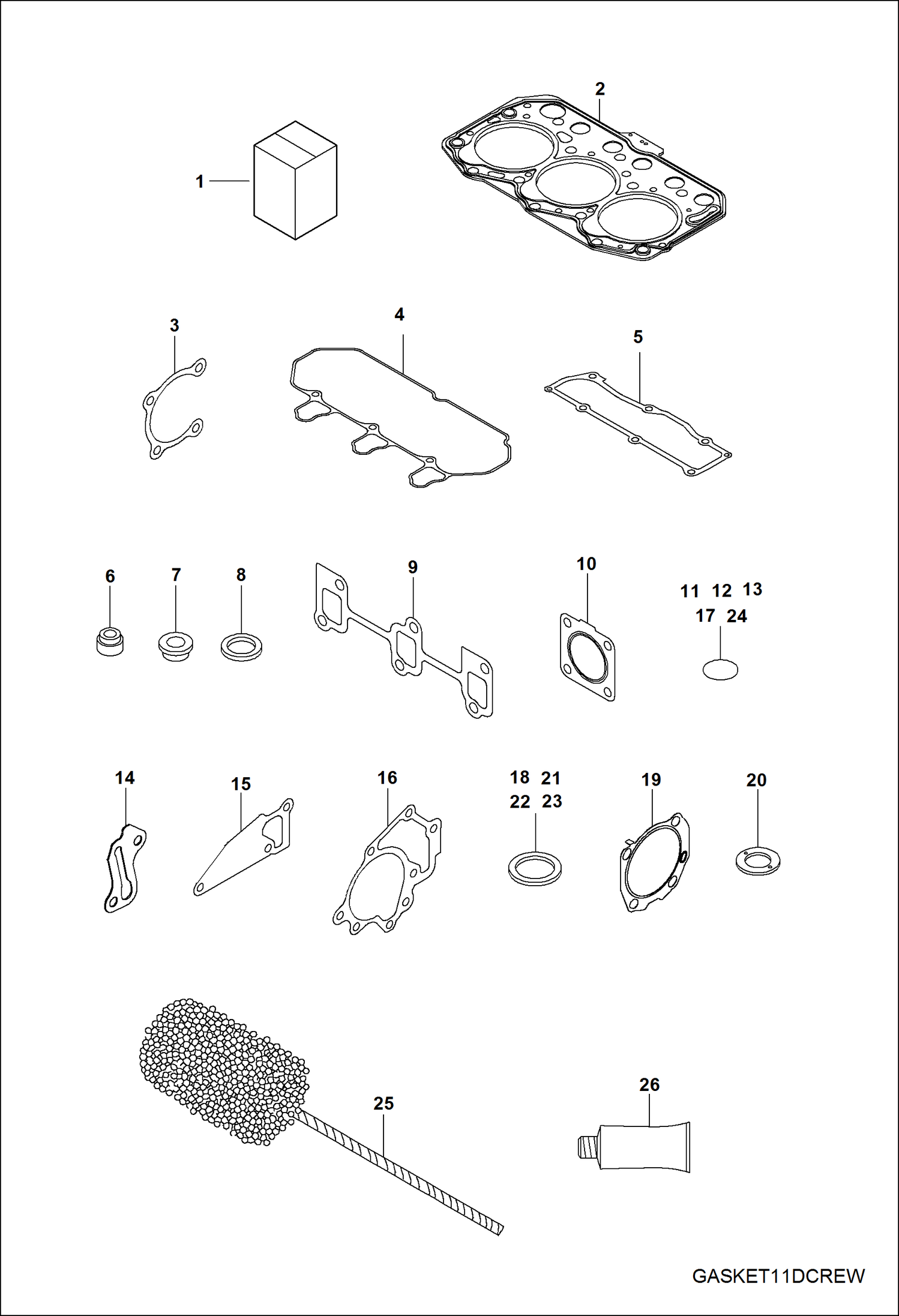 Схема запчастей Bobcat 3400 - ENGINE, GASKET SET POWER UNIT