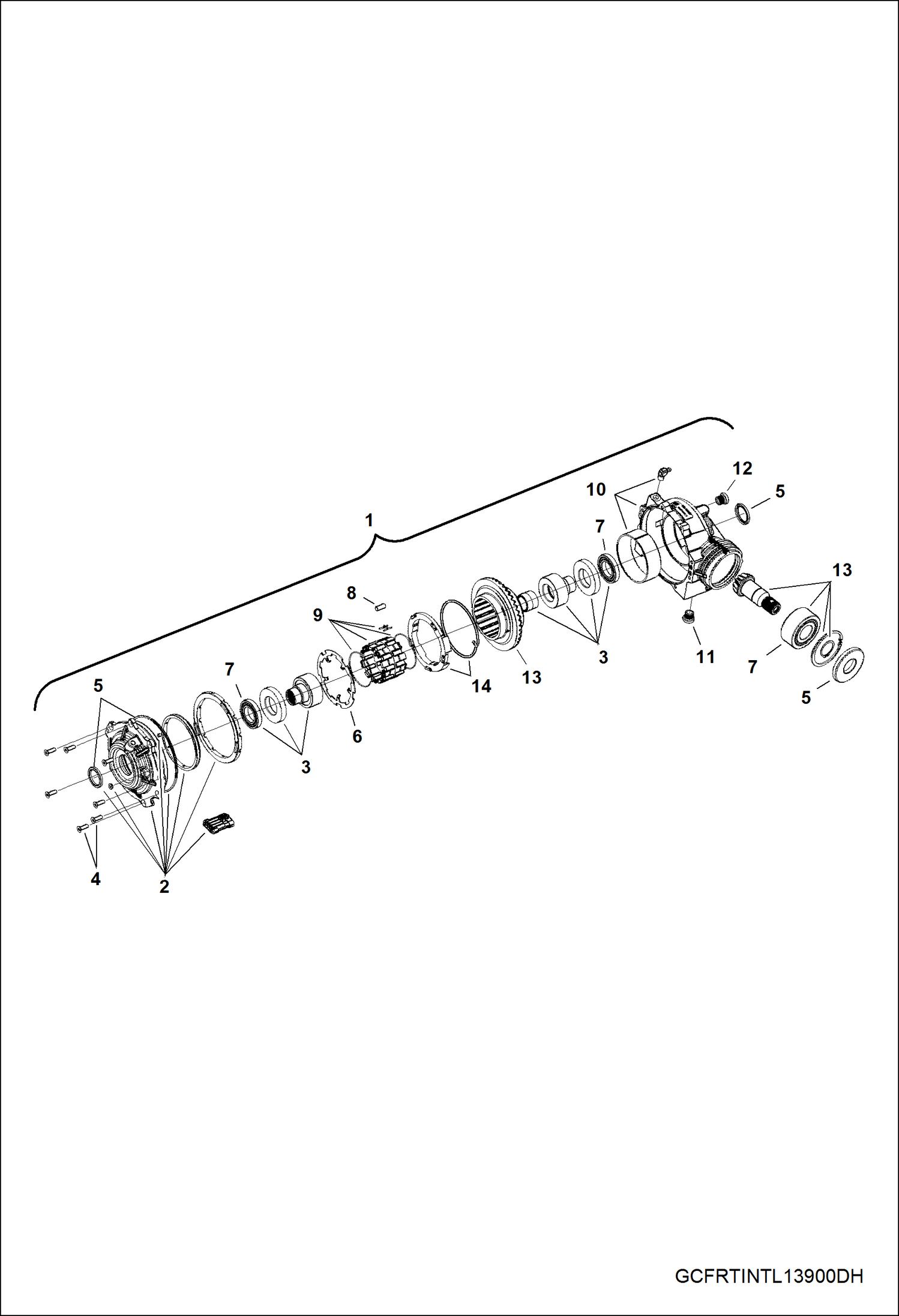 Схема запчастей Bobcat 3400 - DRIVE TRAIN, FRONT GEARCASE INTERNALS DRIVE TRAIN