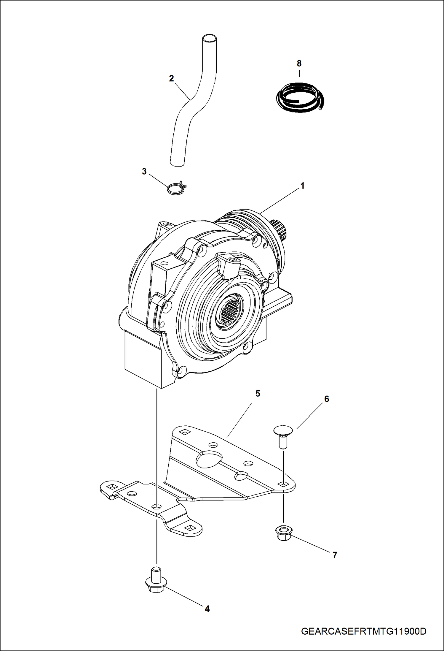 Схема запчастей Bobcat 3400 - DRIVE TRAIN, FRONT GEARCASE MOUNTING (S/N AJNU11001 - 19999) DRIVE TRAIN