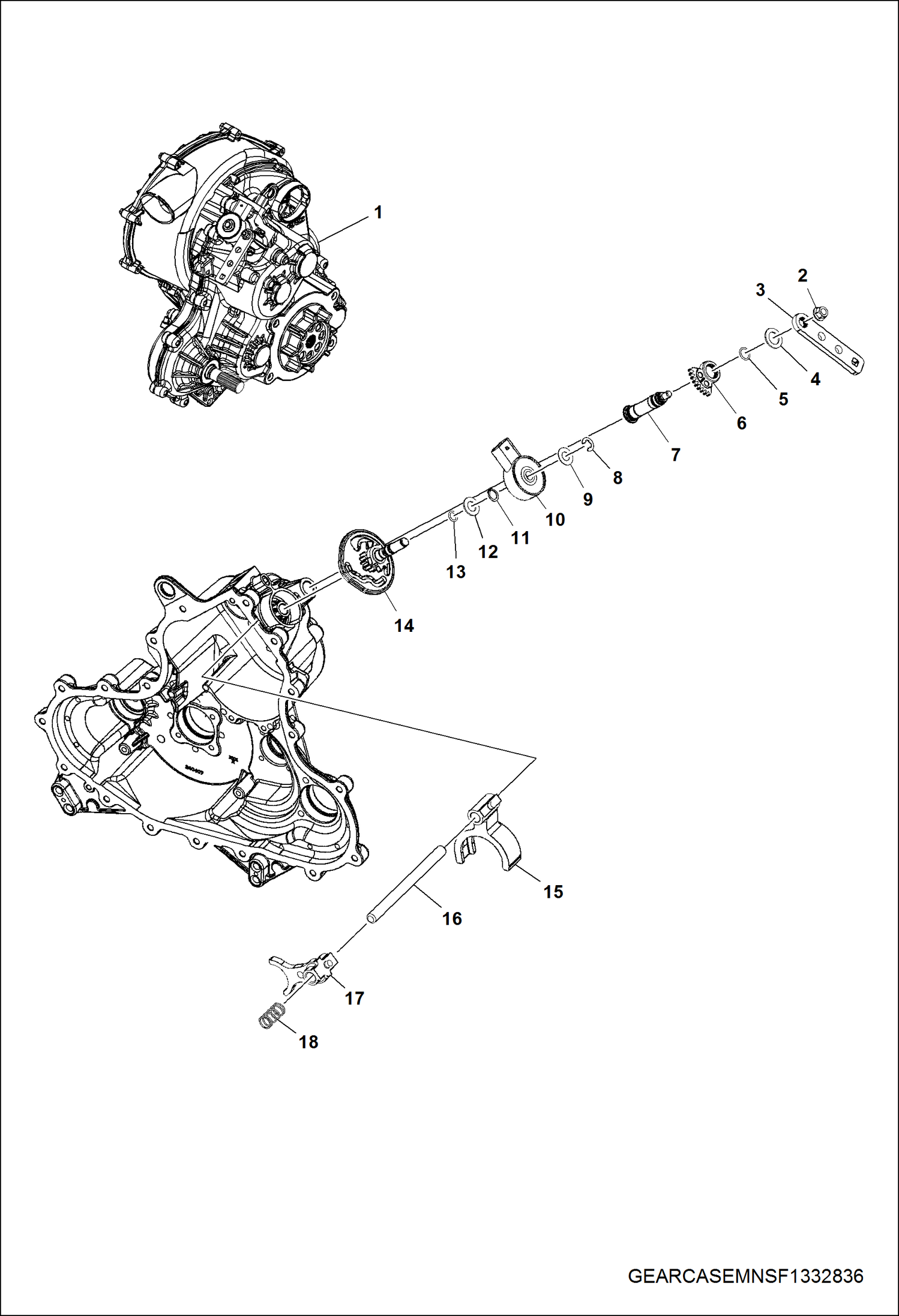 Схема запчастей Bobcat 3400 - DRIVE TRAIN, MAIN GEARCASE SHIFT FORKS (S/N AJNU11001 - 19999) DRIVE TRAIN