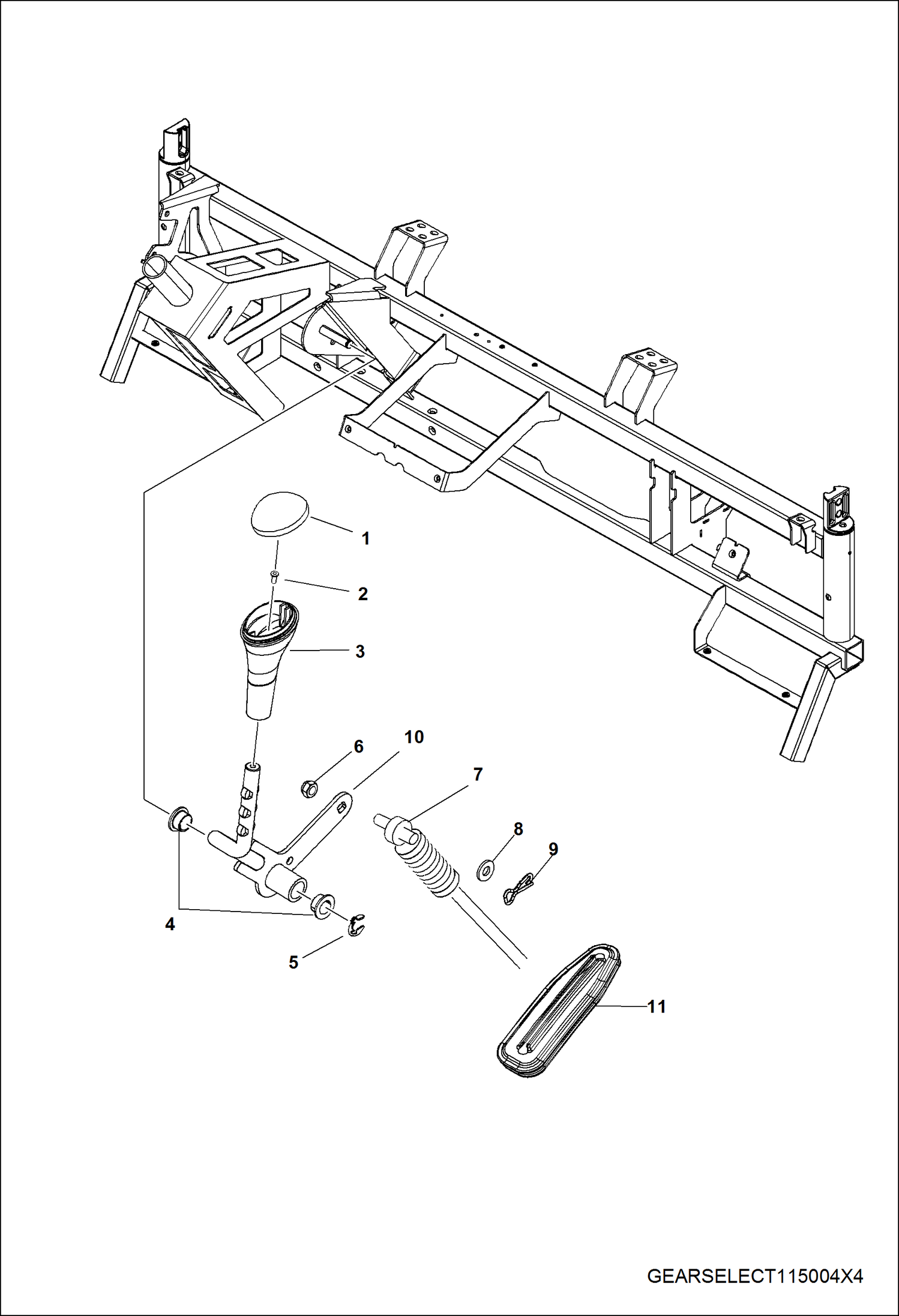 Схема запчастей Bobcat 3200 - DRIVE TRAIN, GEAR SELECTOR DRIVE TRAIN