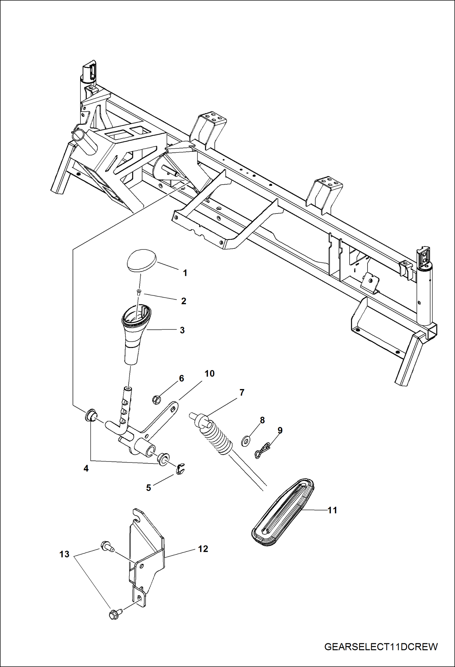 Схема запчастей Bobcat 3400 - DRIVE TRAIN, GEAR SELECTOR DRIVE TRAIN