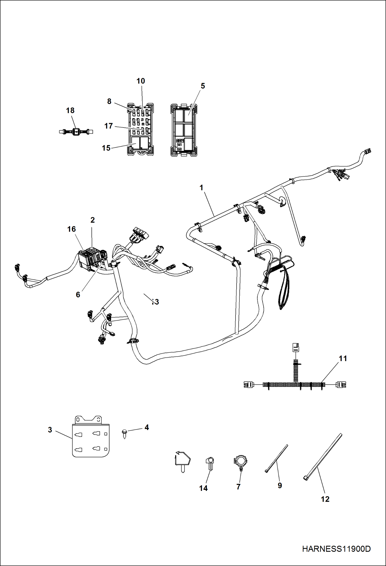 Схема запчастей Bobcat 3400 - ELECTRICAL, WIRE HARNESSES (S/N AJNU11001 - 19999) ELECTRICAL SYSTEM