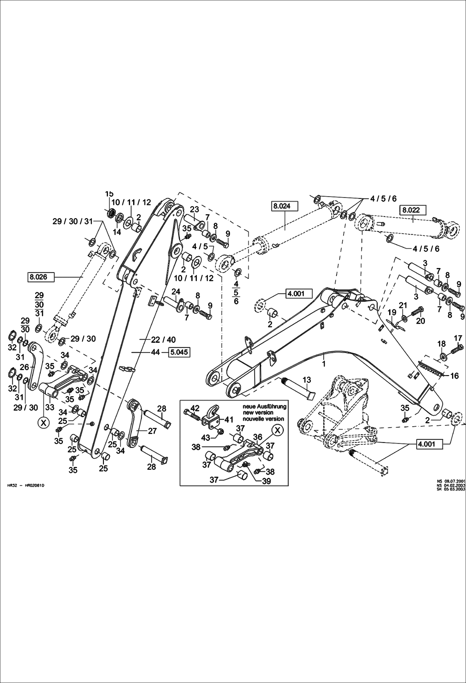 Схема запчастей Bobcat 442 - BOOM Dipper Arm - Mono WORK EQUIPMENT