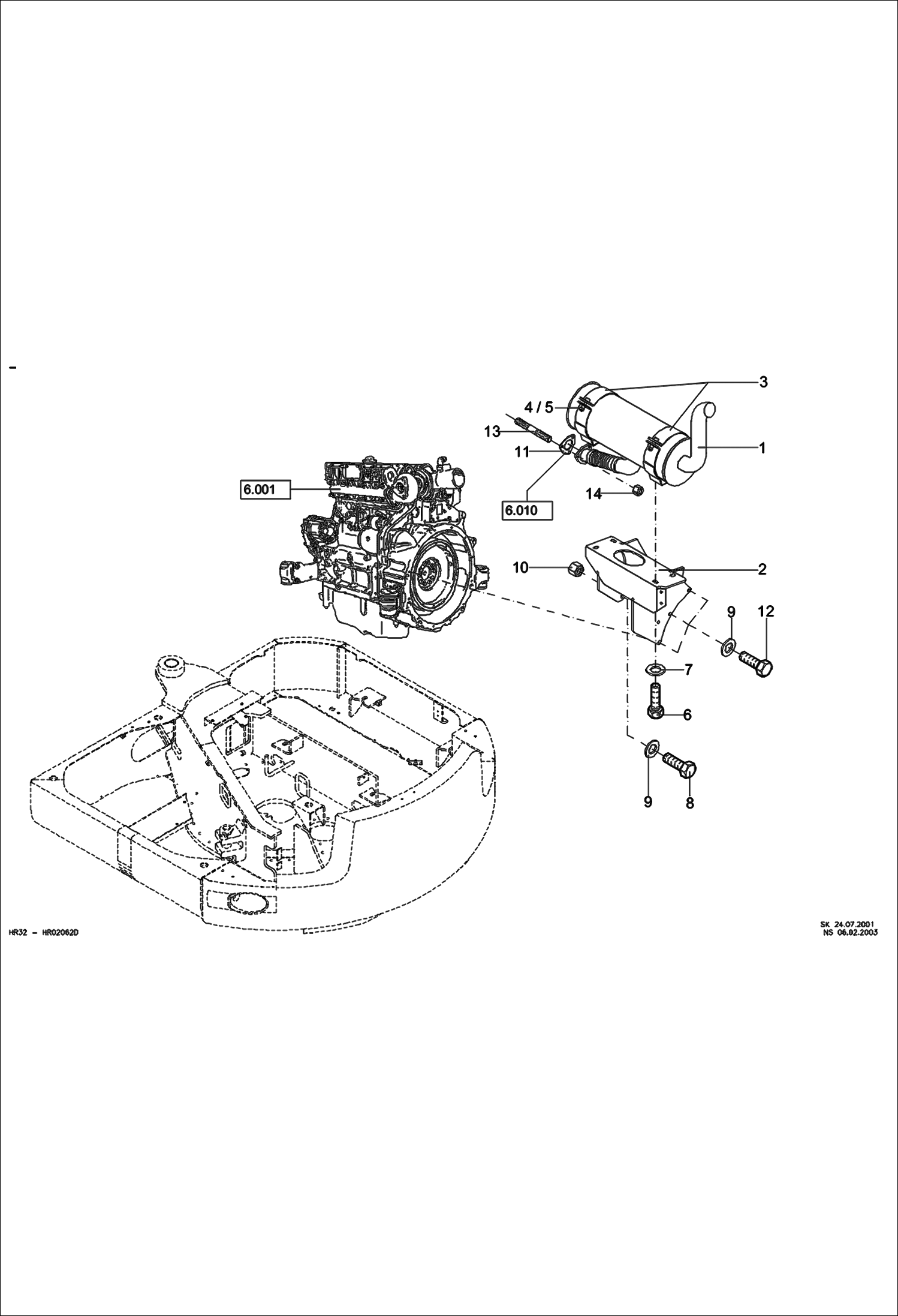 Схема запчастей Bobcat 442 - EXHAUST POWER UNIT