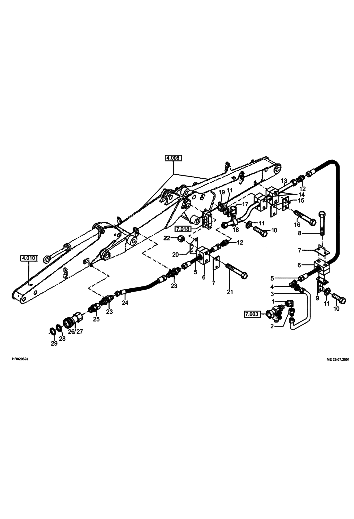 Схема запчастей Bobcat 442 - HYDRAULIC INSTALLATION Return Line - Circular Pressureless HYDRAULIC SYSTEM