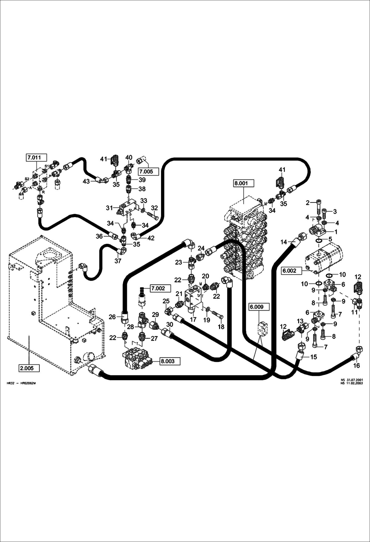 Схема запчастей Bobcat 442 - HYDRAULIC INSTALLATION Valve Plate HYDRAULIC SYSTEM