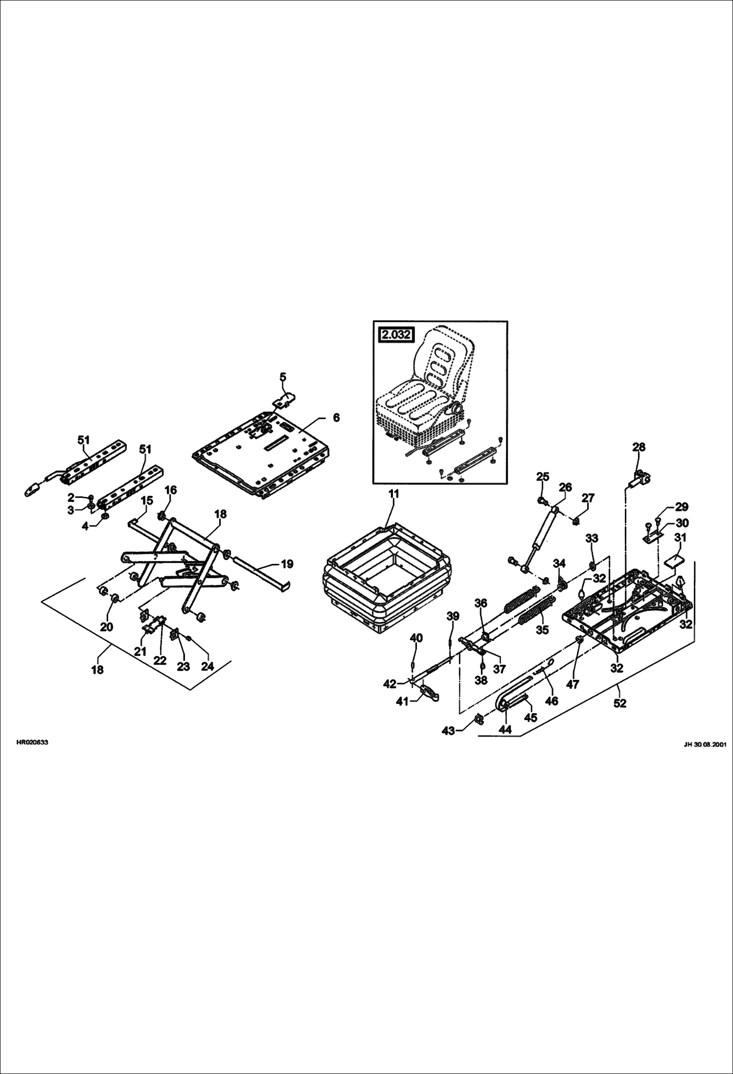 Схема запчастей Bobcat 442 - OPERATORS SEAT - SUSPENSION - MSG85 MAIN FRAME