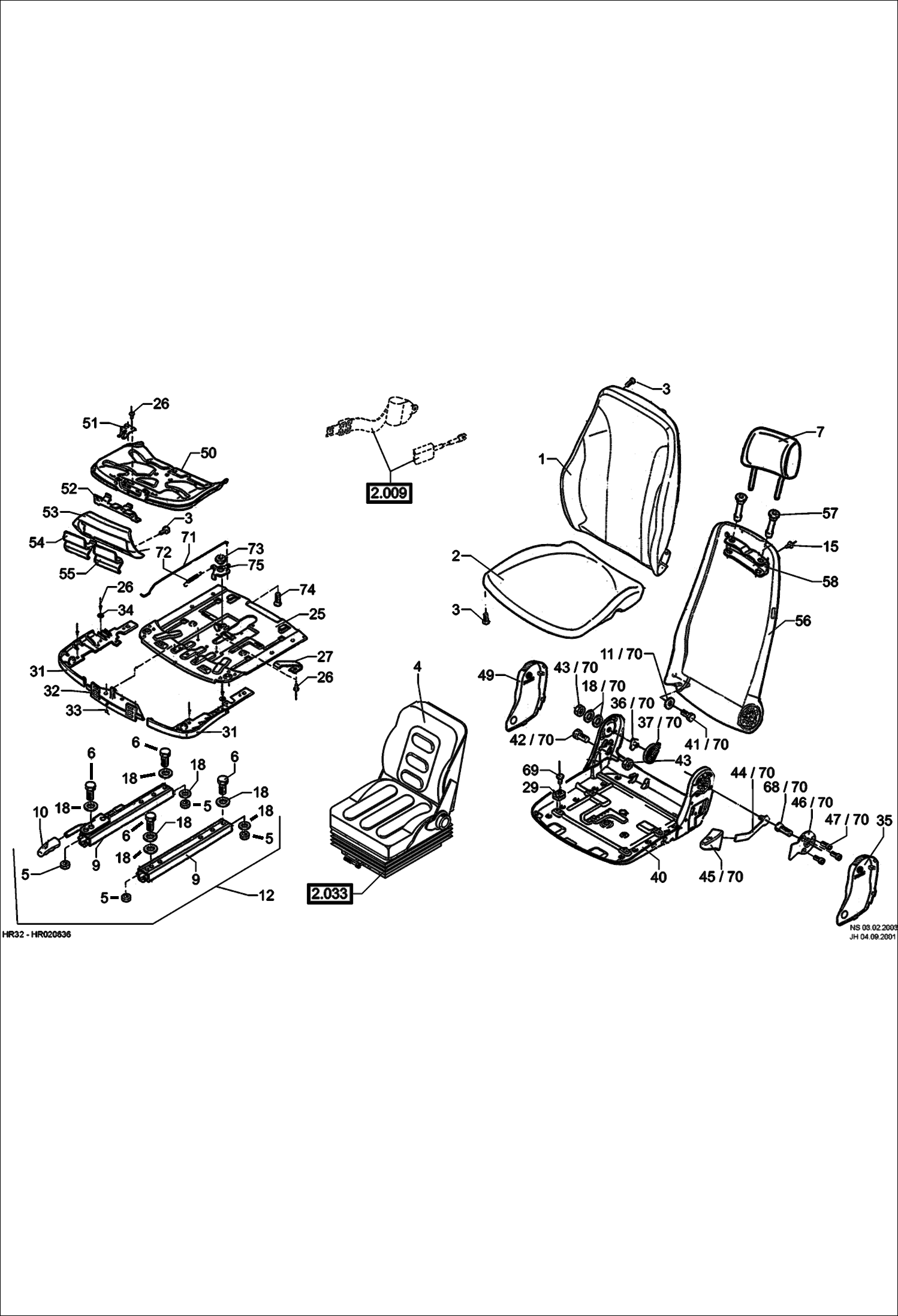 Схема запчастей Bobcat 442 - OPERATORS SEAT - MSG85 MAIN FRAME