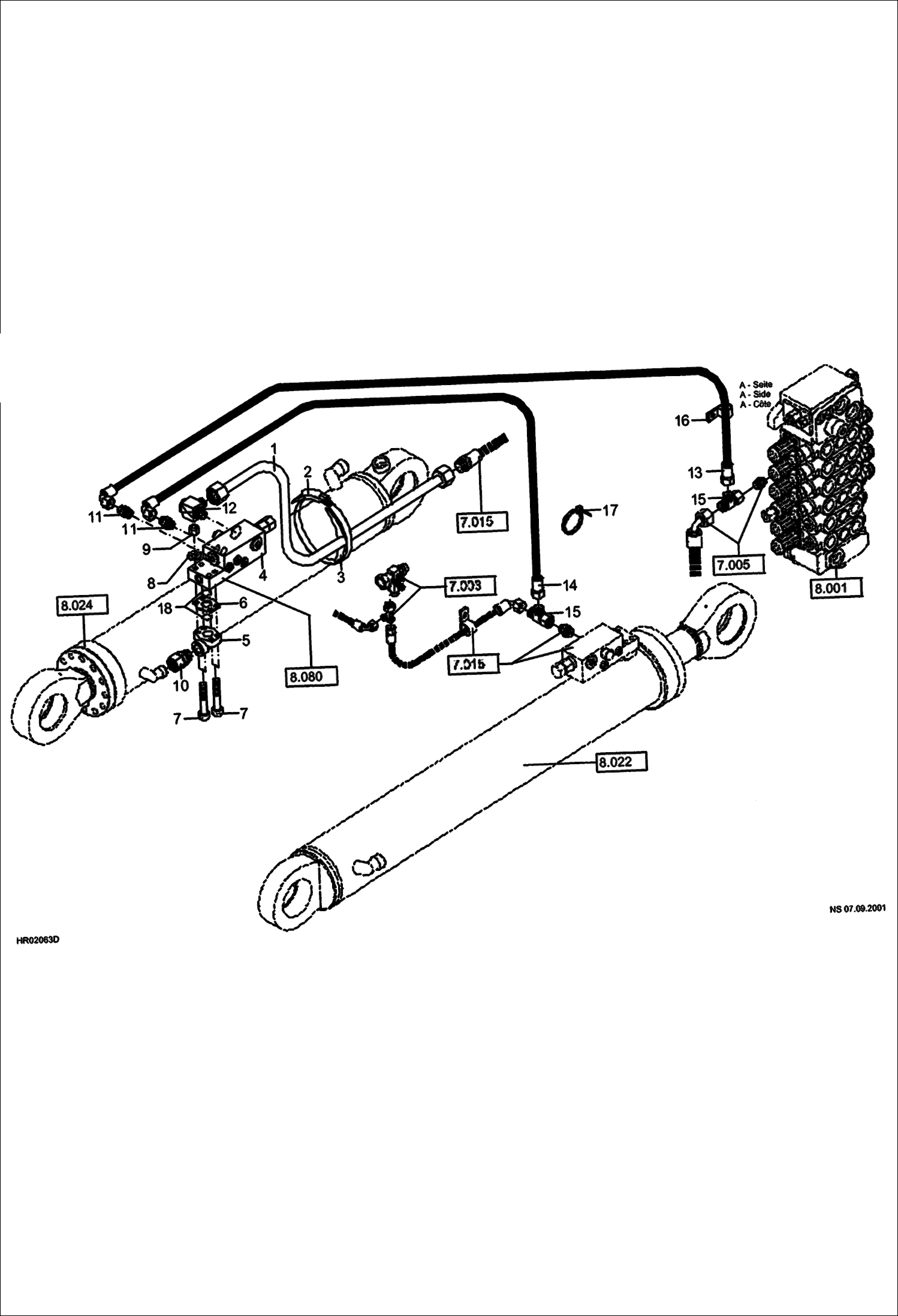 Схема запчастей Bobcat 442 - HYDRAULIC INSTALLATION Load Holding Valve Dipper Arm - Mono HYDRAULIC SYSTEM