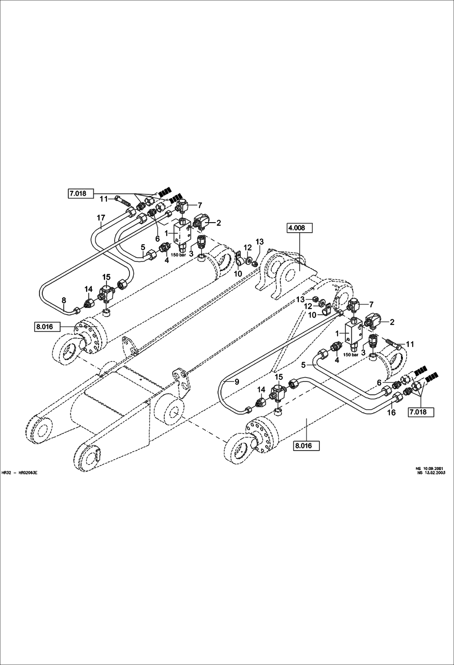 Схема запчастей Bobcat 442 - HYDRAULIC INSTALLATION Load Holding Valve Intermediate Boom HYDRAULIC SYSTEM