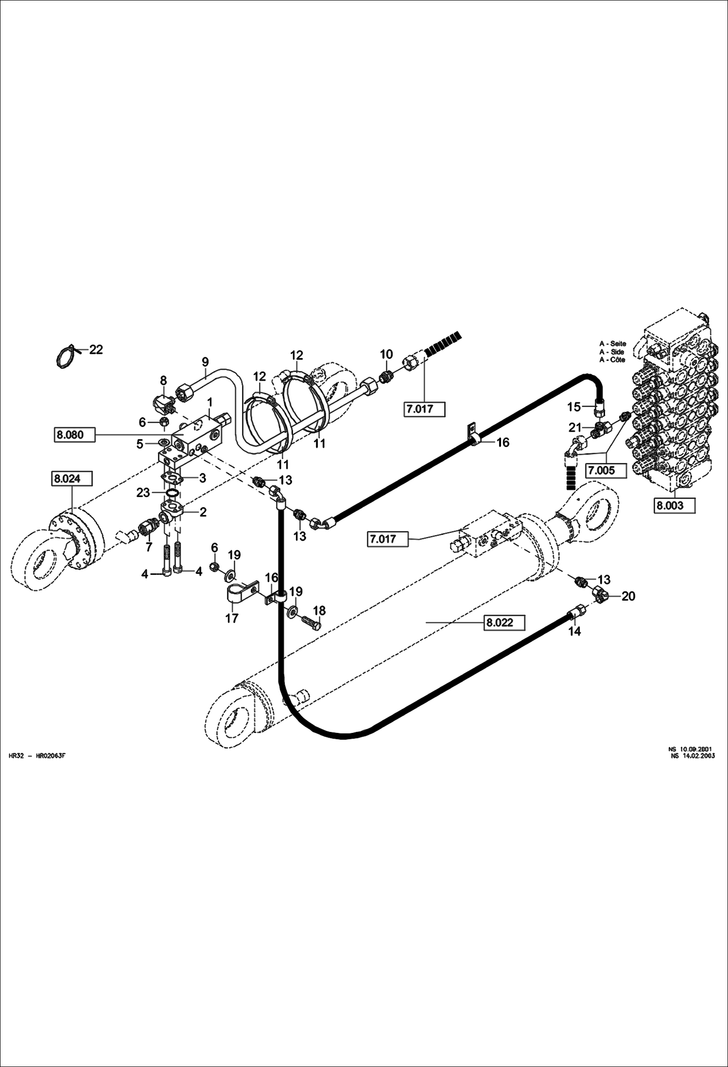 Схема запчастей Bobcat 442 - HYDRAULIC INSTALLATION Load Holding Valve Dipper Arm - Circular HYDRAULIC SYSTEM