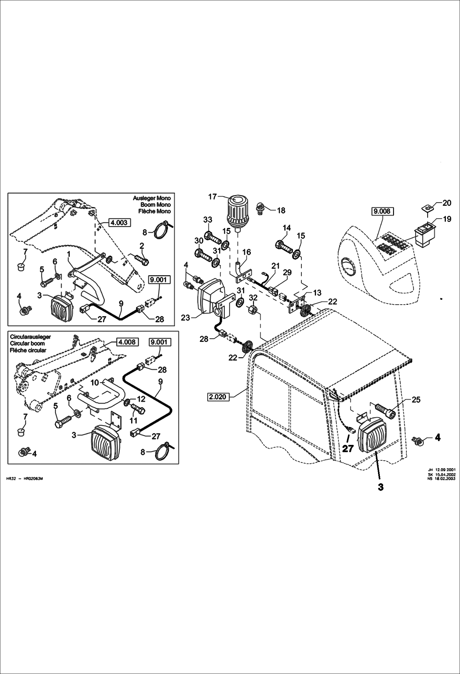 Схема запчастей Bobcat 442 - ELECTRIC INSTALLATION Working Light ELECTRICAL SYSTEM