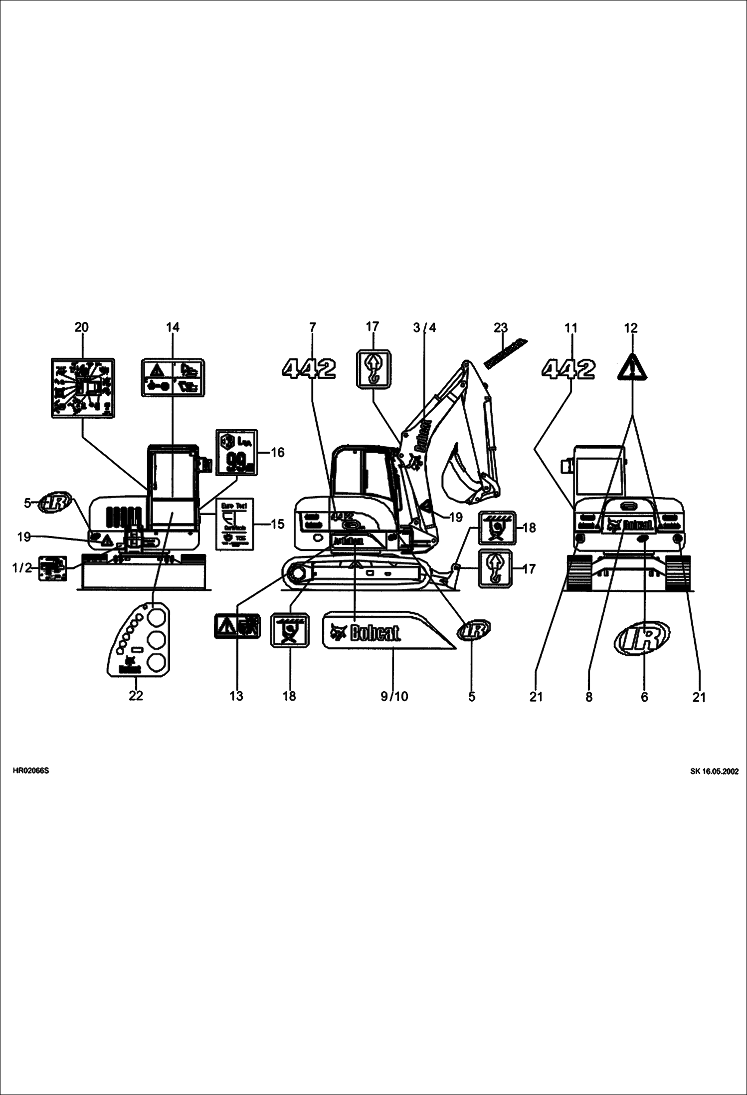 Схема запчастей Bobcat 442 - DECALS (Europe) MAIN FRAME