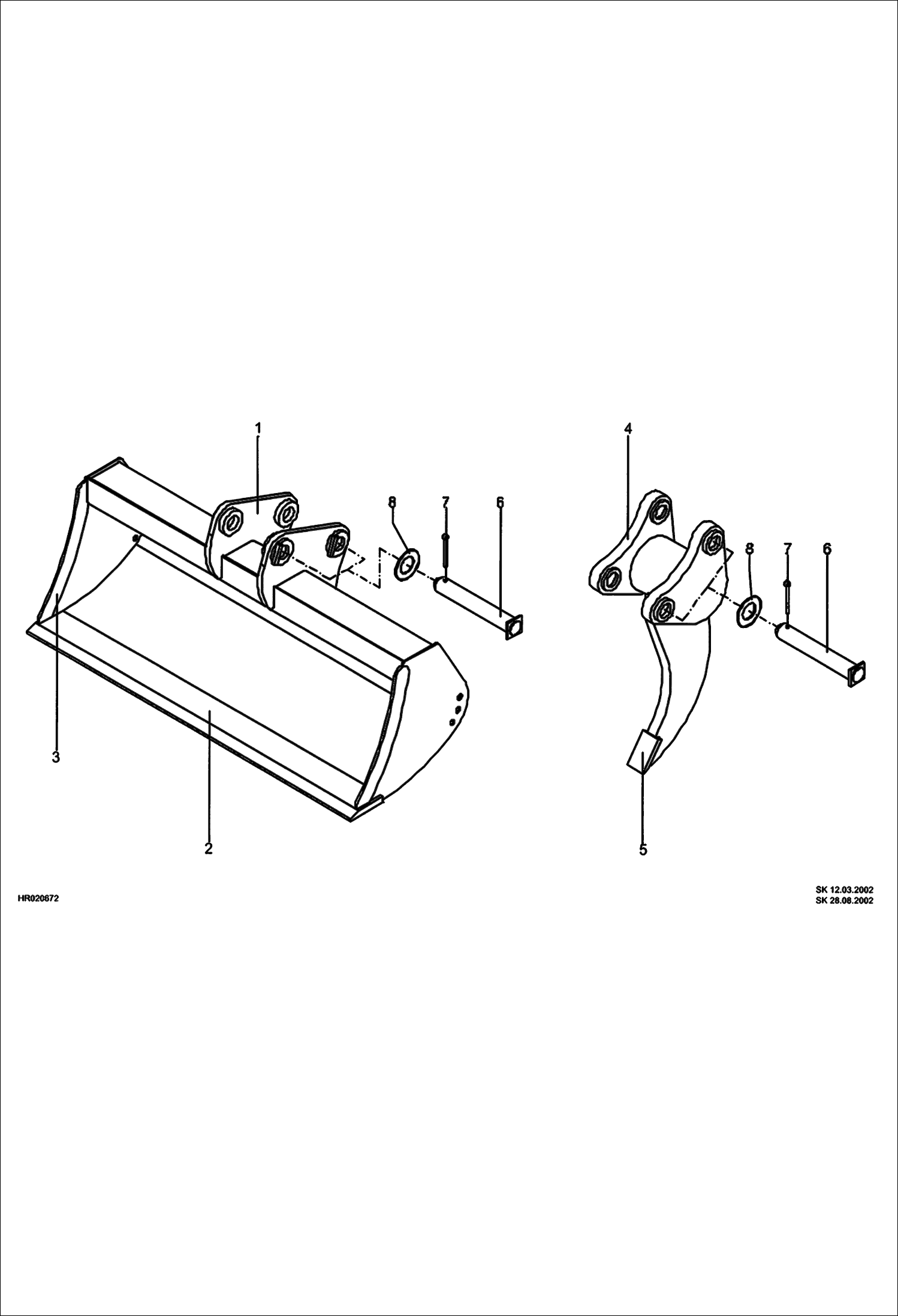 Схема запчастей Bobcat 442 - BUCKET Direct Mounted Ditch Cleaning, Ripper Tool ACCESSORIES & OPTIONS