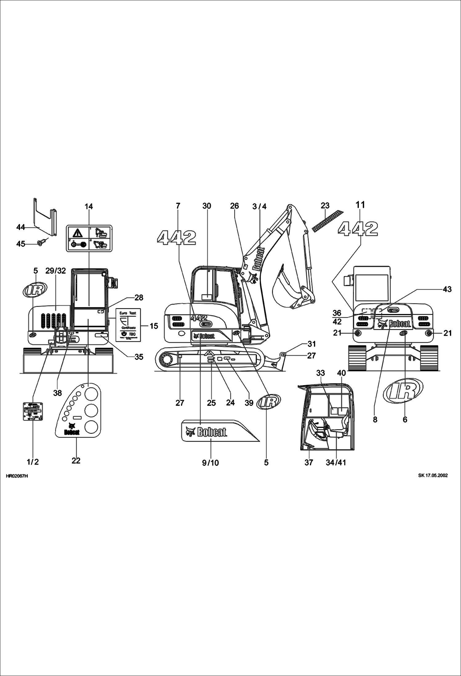 Схема запчастей Bobcat 442 - DECALS (USA) MAIN FRAME