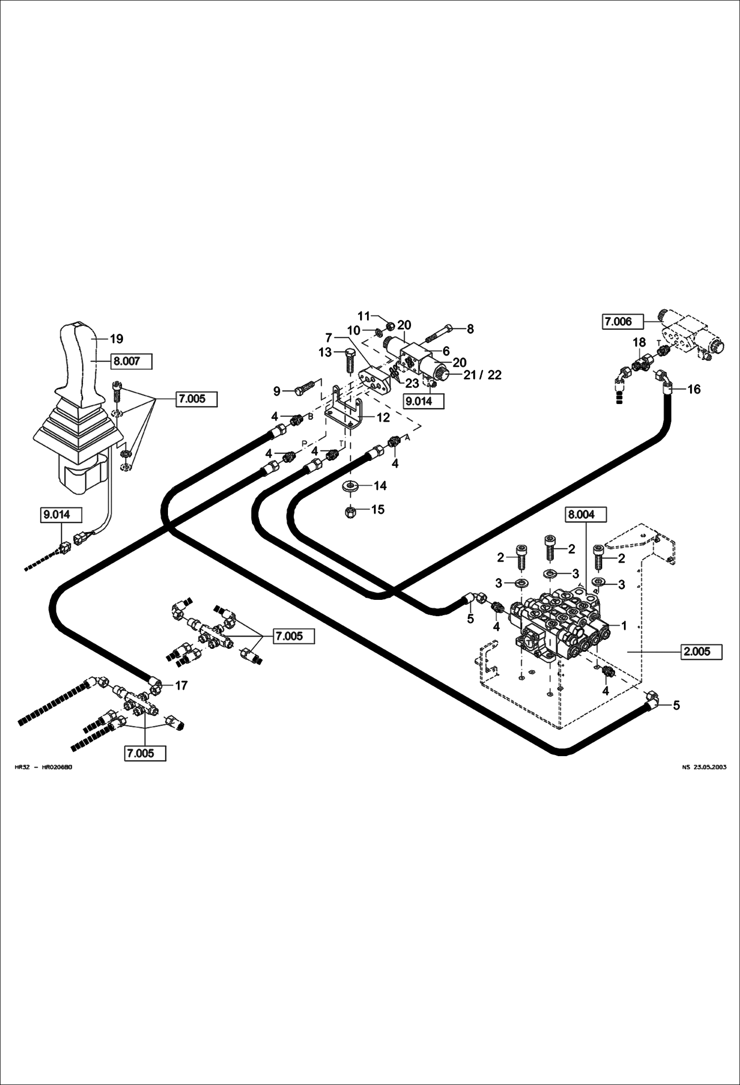 Схема запчастей Bobcat 442 - HYDRAULIC INSTALLATION Additional Circuit Control Valve HYDRAULIC SYSTEM