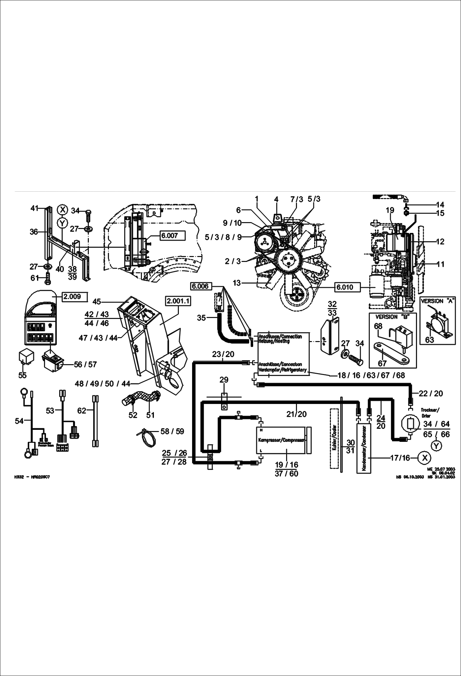 Схема запчастей Bobcat 442 - AIR CONDITIONER 5223 11649 & Below MAIN FRAME