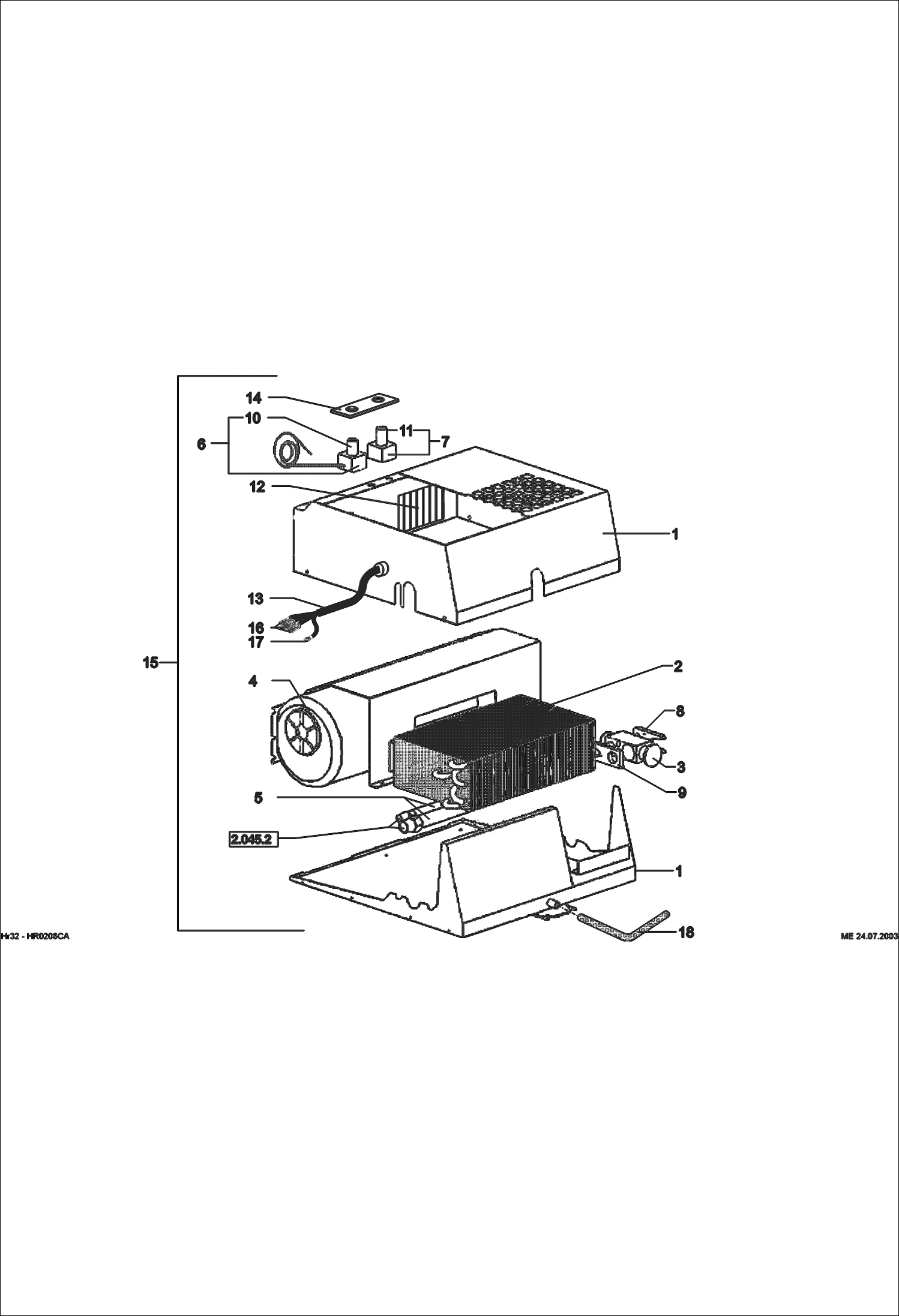 Схема запчастей Bobcat 442 - AIR CONDITIONING EVAPORATOR 5223 11650 & Above MAIN FRAME