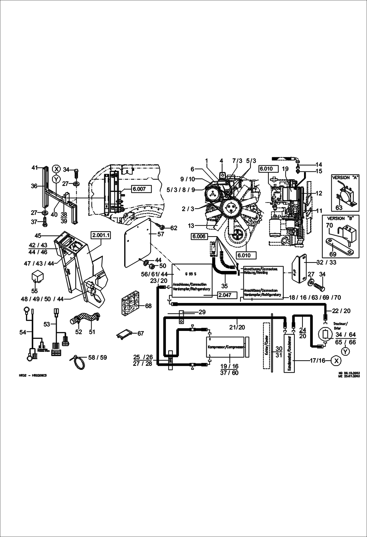 Схема запчастей Bobcat 442 - AIR CONDITIONER - RETROFIT KIT FOR G55S MAIN FRAME