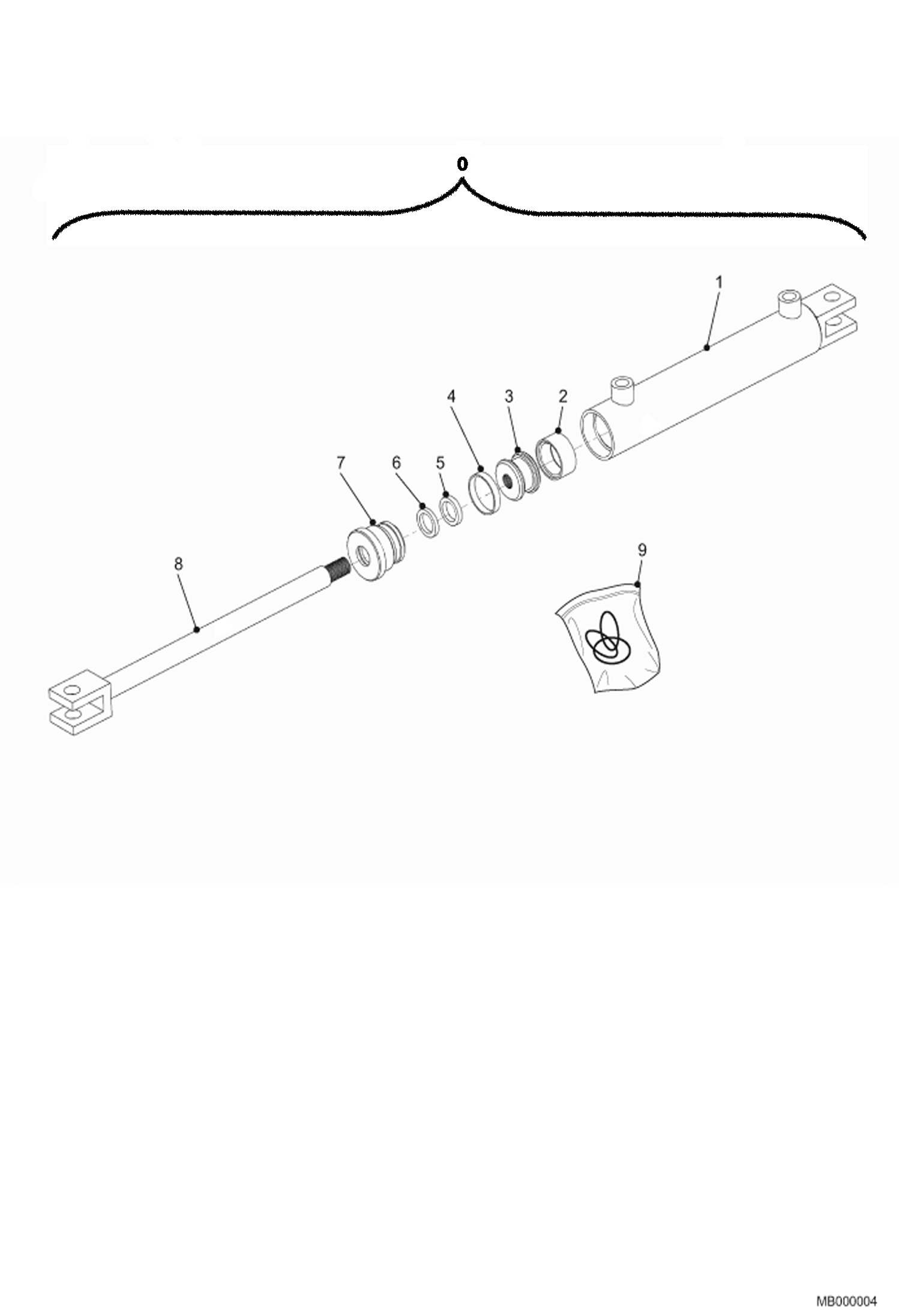 Схема запчастей Bobcat MIXING BUCKET - Cylinder - Discharge gate 991000625 & above Loader