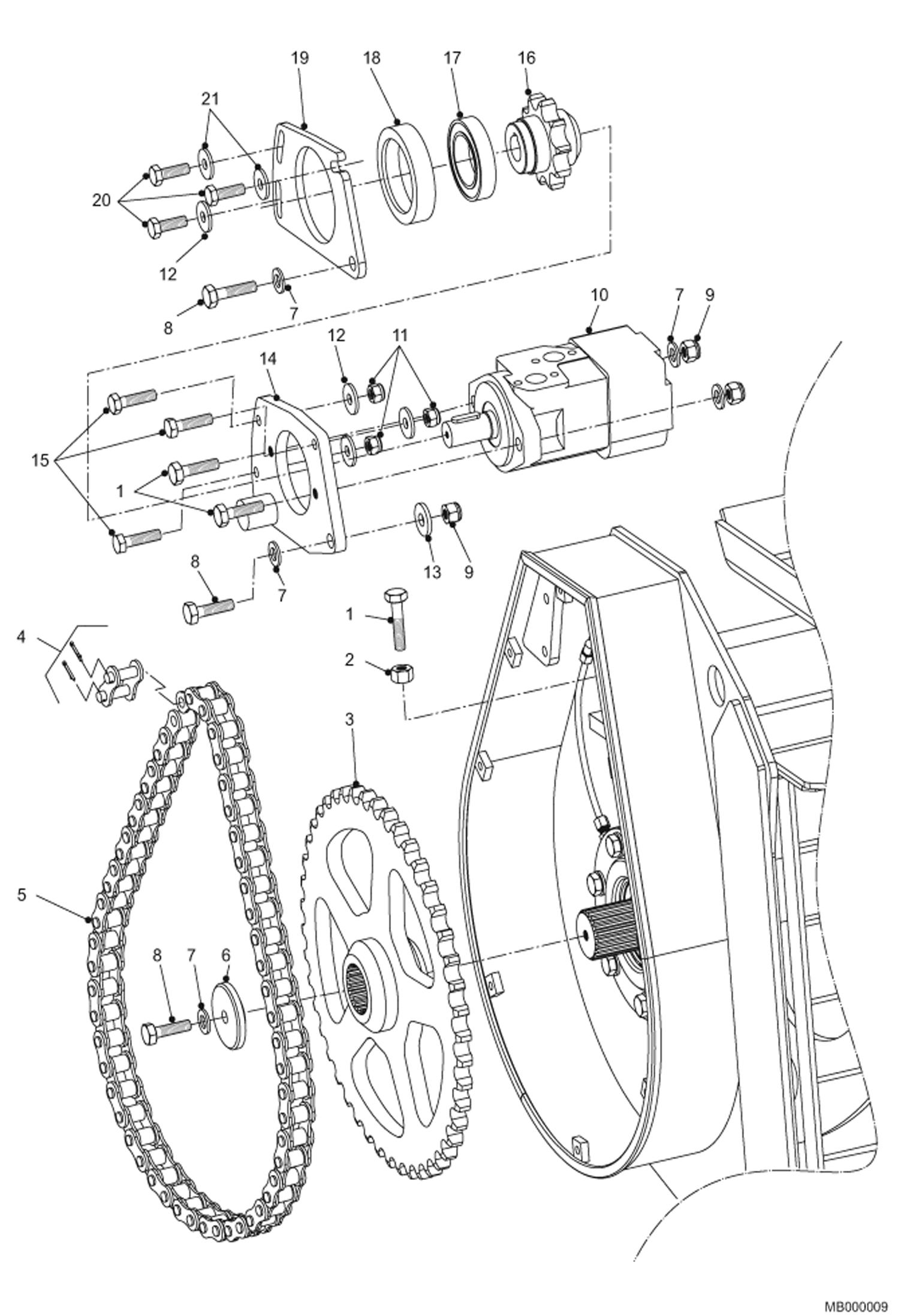 Схема запчастей Bobcat MIXING BUCKET - Transmission Loader