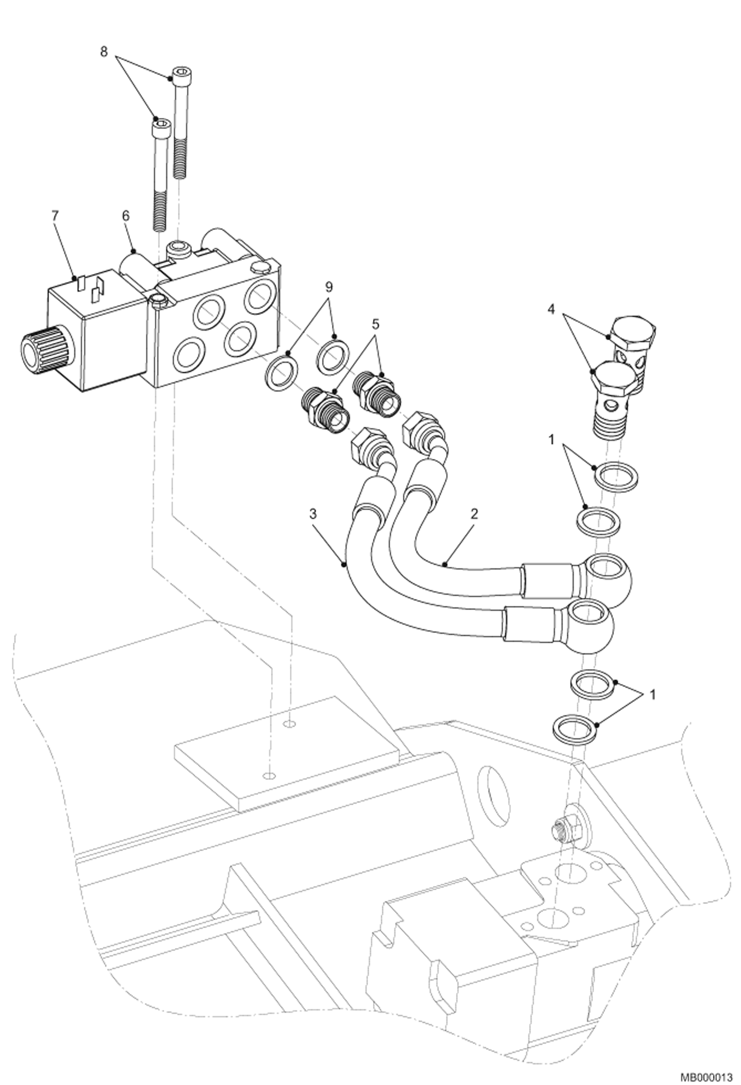 Схема запчастей Bobcat MIXING BUCKET - Diverter valve 991000804 & above Loader