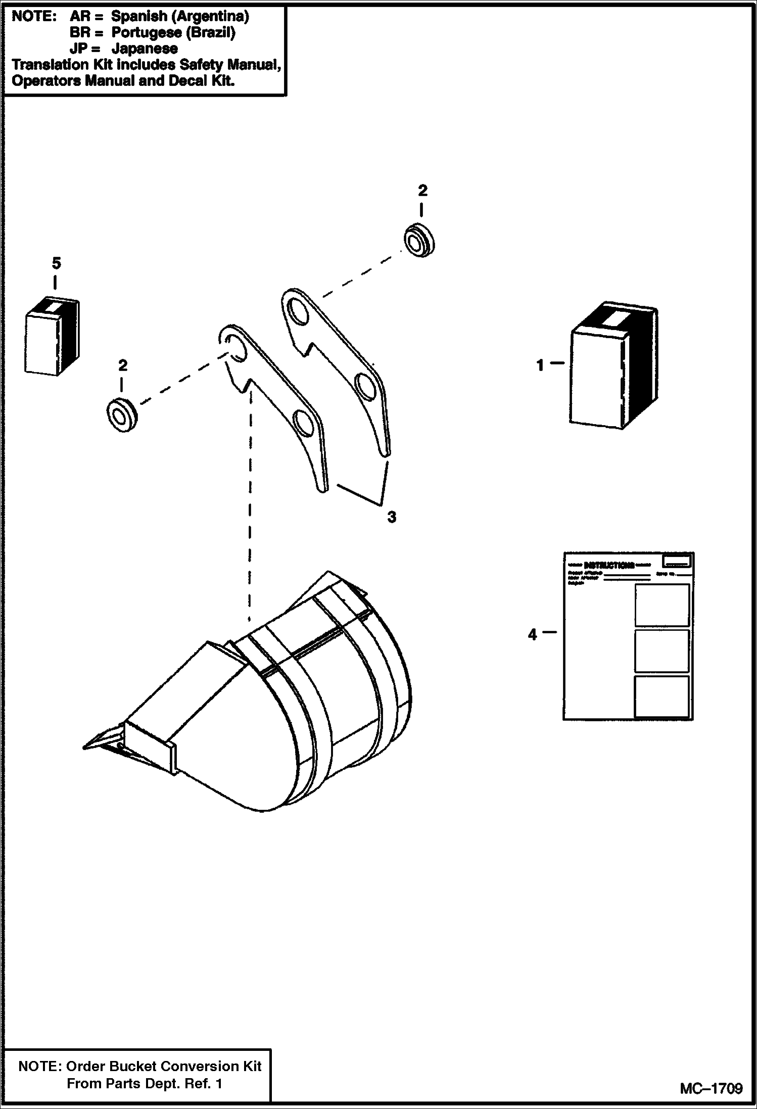 Схема запчастей Bobcat BACKHOE - BUCKET CONVERSION KIT 730S 730S BACKHOE