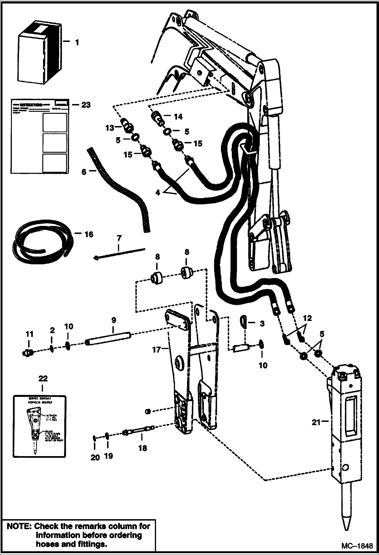 Схема запчастей Bobcat BREAKERS - BREAKER (Mounting Kit) (1560) (Use on 220, 225, 320, 322) Экскаваторы