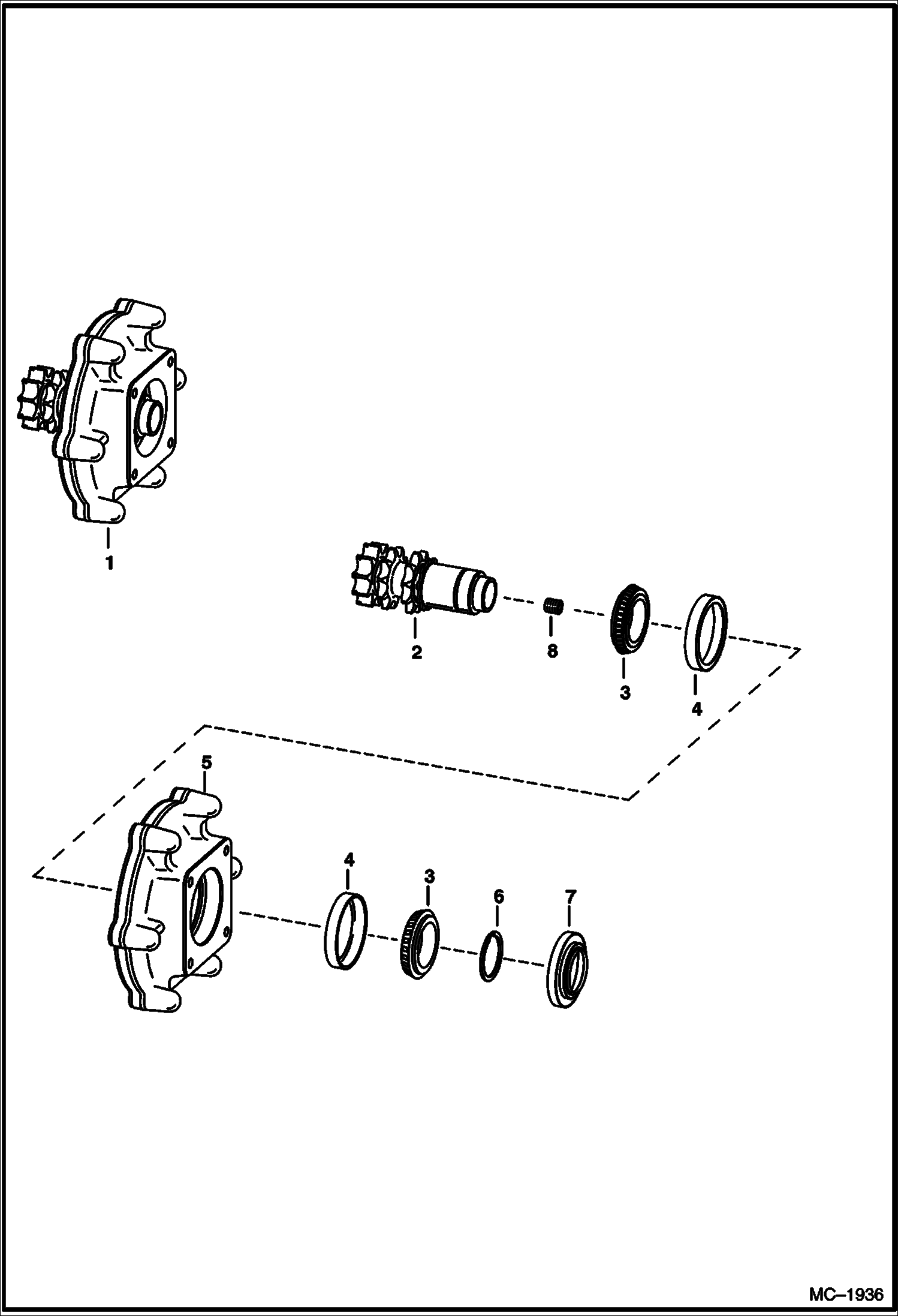 Схема запчастей Bobcat 600s - MOTOR CARRIER (Drive Motor Mount Assy.) DRIVE TRAIN