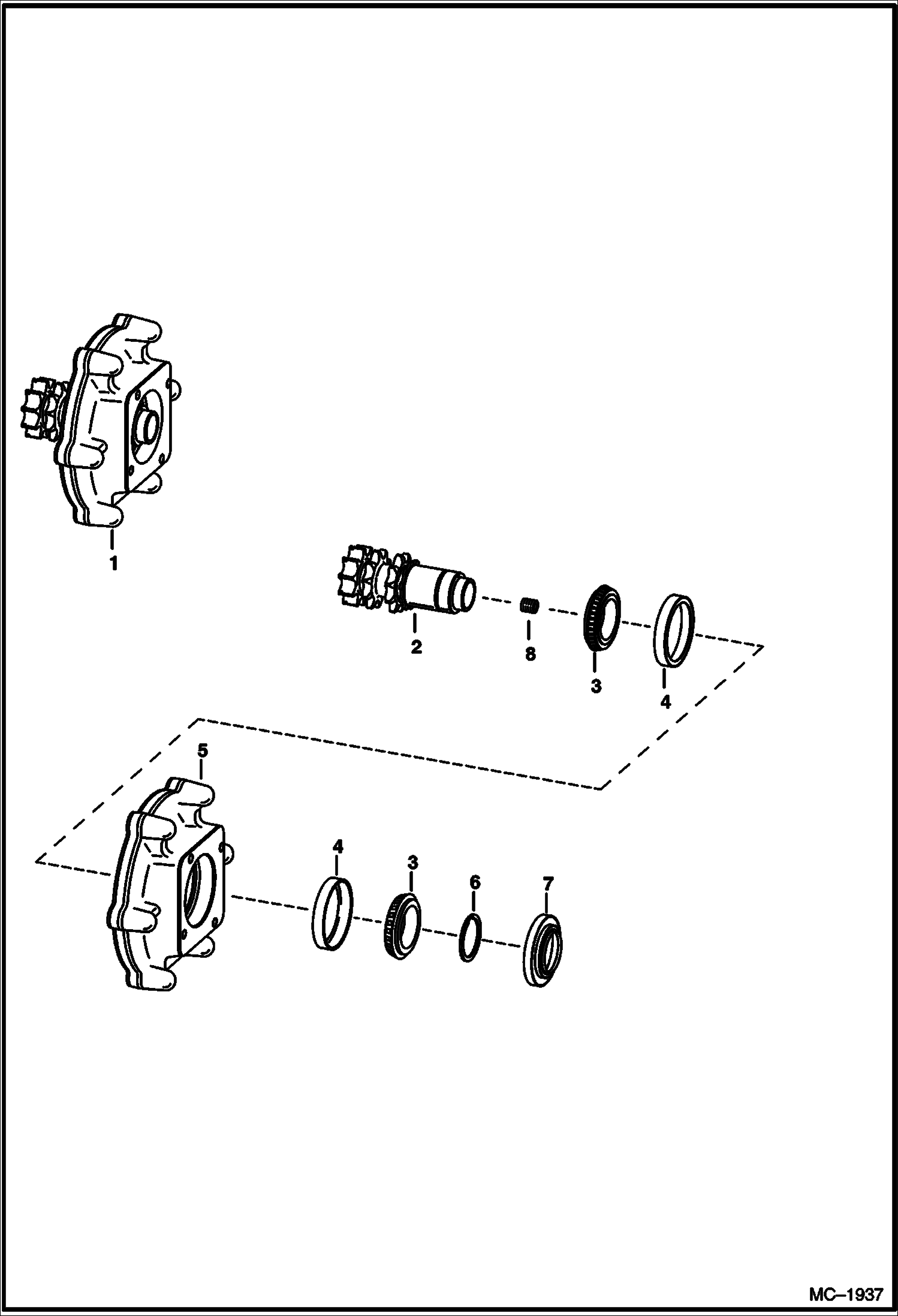 Схема запчастей Bobcat S-Series - MOTOR CARRIER (Drive Motor Mount Assy) DRIVE TRAIN