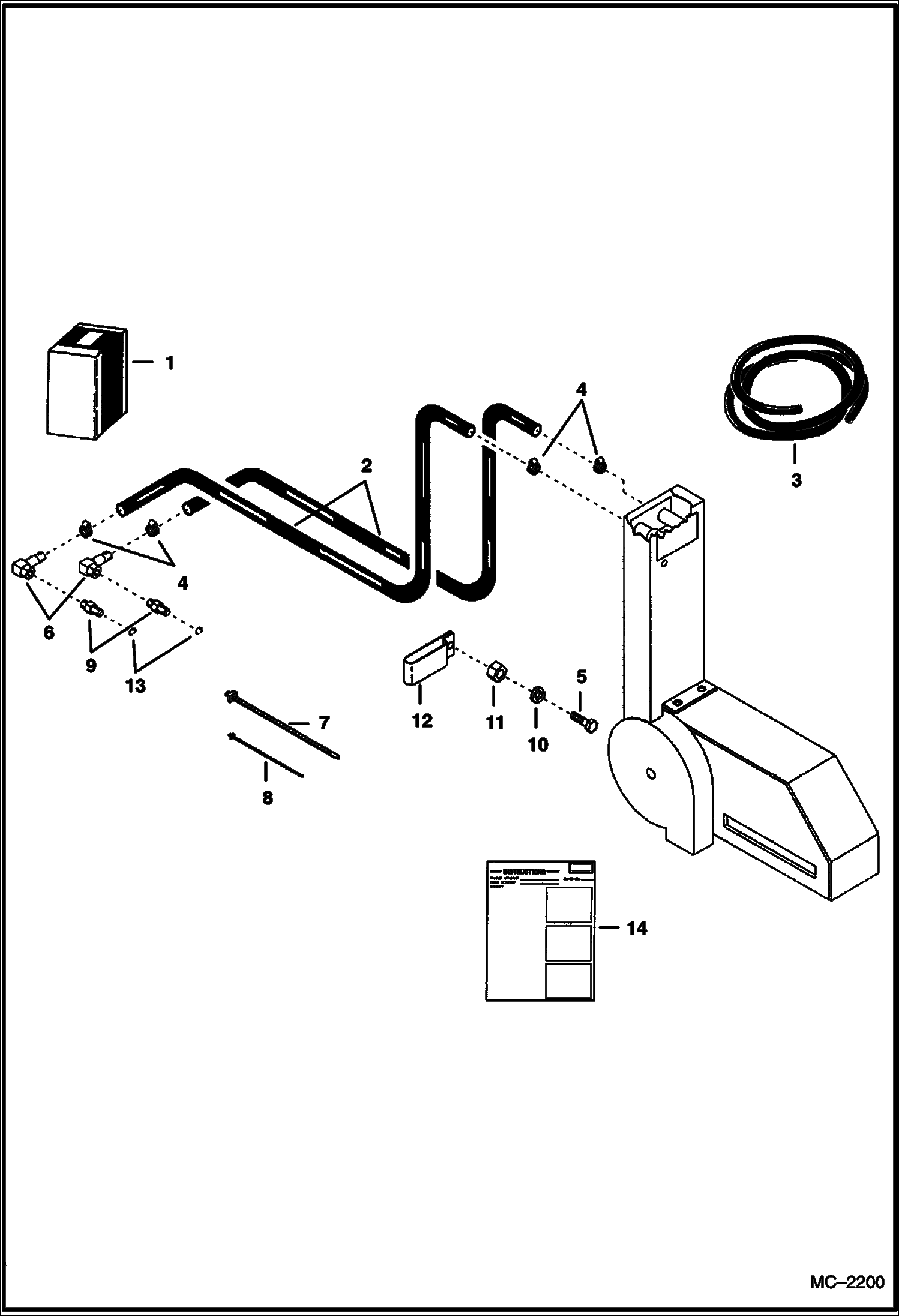 Схема запчастей Bobcat 800s - HEATER PLUMBING KIT - SINGLE (Fresh Air) ACCESSORIES & OPTIONS