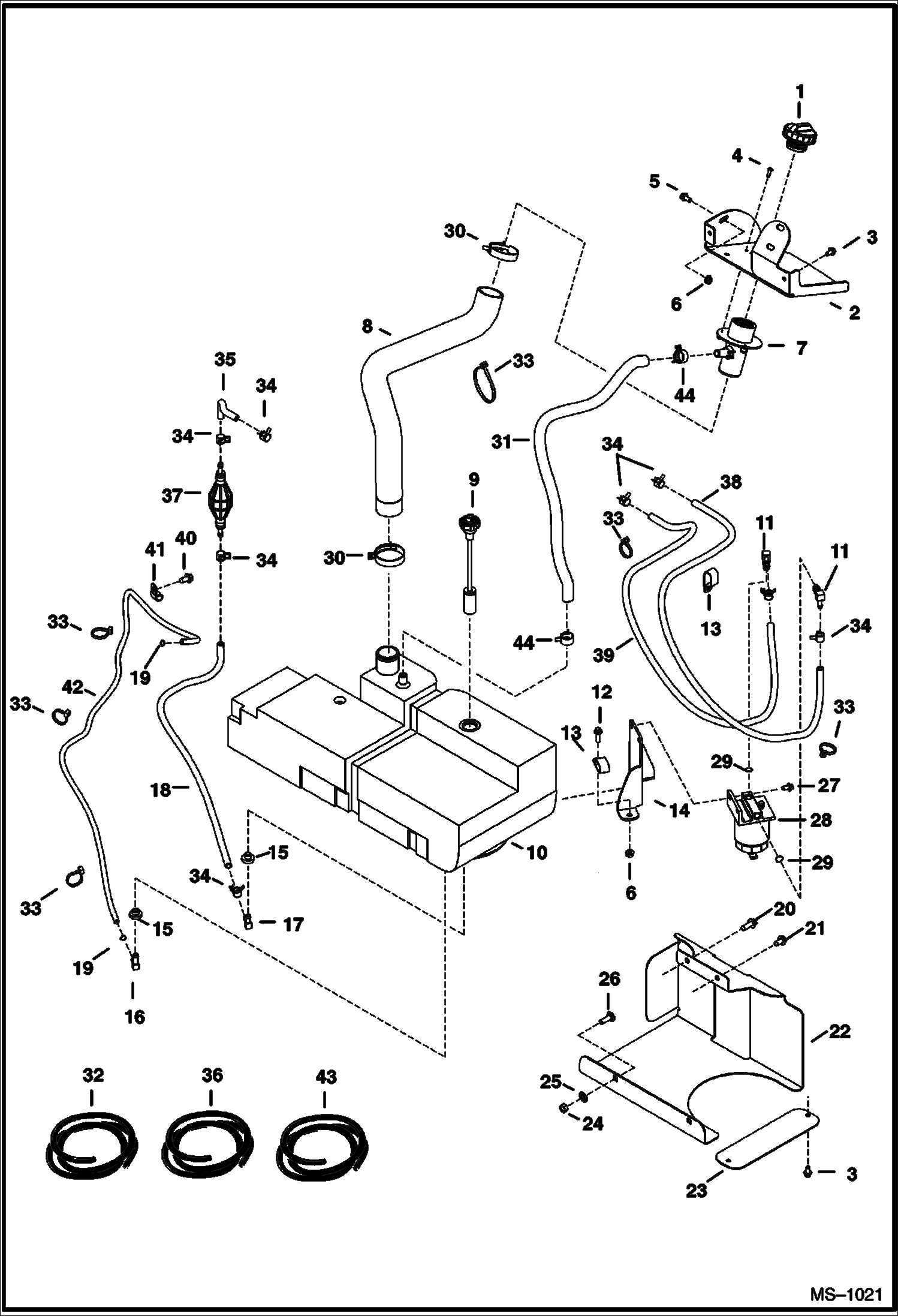 Схема запчастей Bobcat 322 - FUEL SYSTEM (S/N 223811795 & Below, 223513017 & Below) POWER UNIT