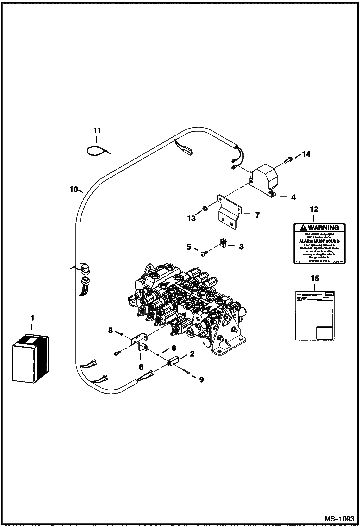 Схема запчастей Bobcat 320 - MOTION ALARM KIT (S/N 223812346 & Below, 223514376 & Below) ACCESSORIES & OPTIONS