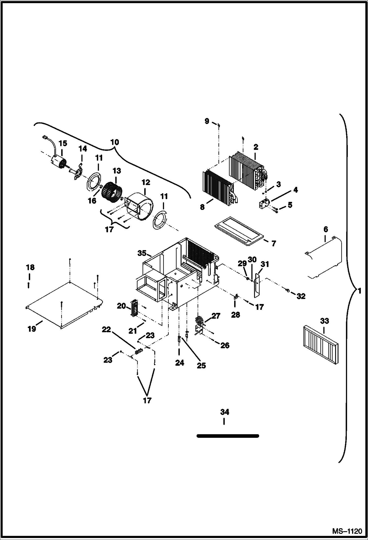 Схема запчастей Bobcat 341 - HEATER/AIR CONDITIONING BOX (S/N 233311228-12220 and 233211245-12364) ACCESSORIES & OPTIONS