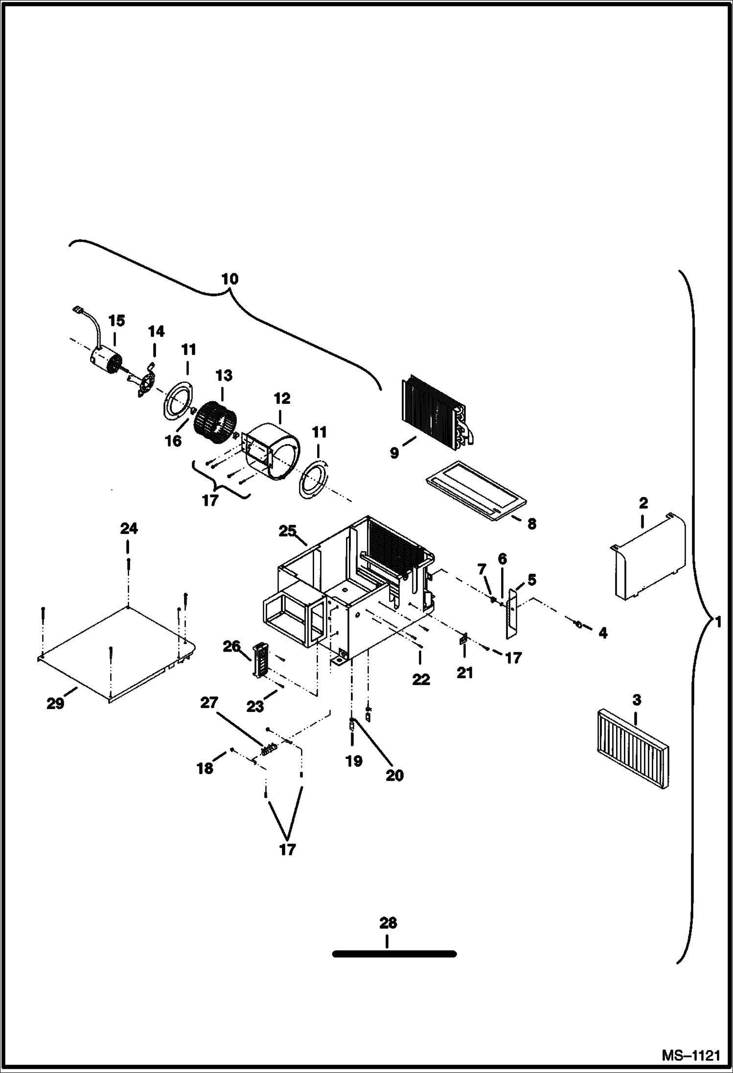 Схема запчастей Bobcat 341 - HEATER BOX (S/N 233311228-12220 and 233211245-12364) ACCESSORIES & OPTIONS