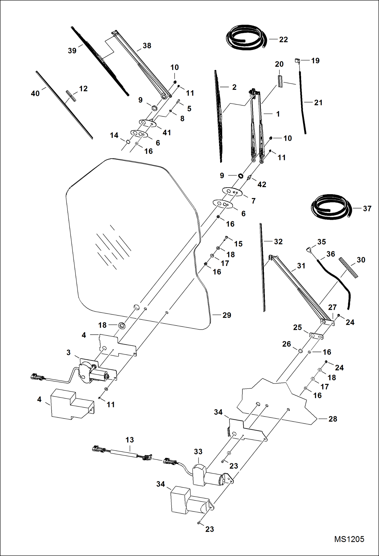 Схема запчастей Bobcat 700s - CAB DOOR (Window & Wiper) ACCESSORIES & OPTIONS