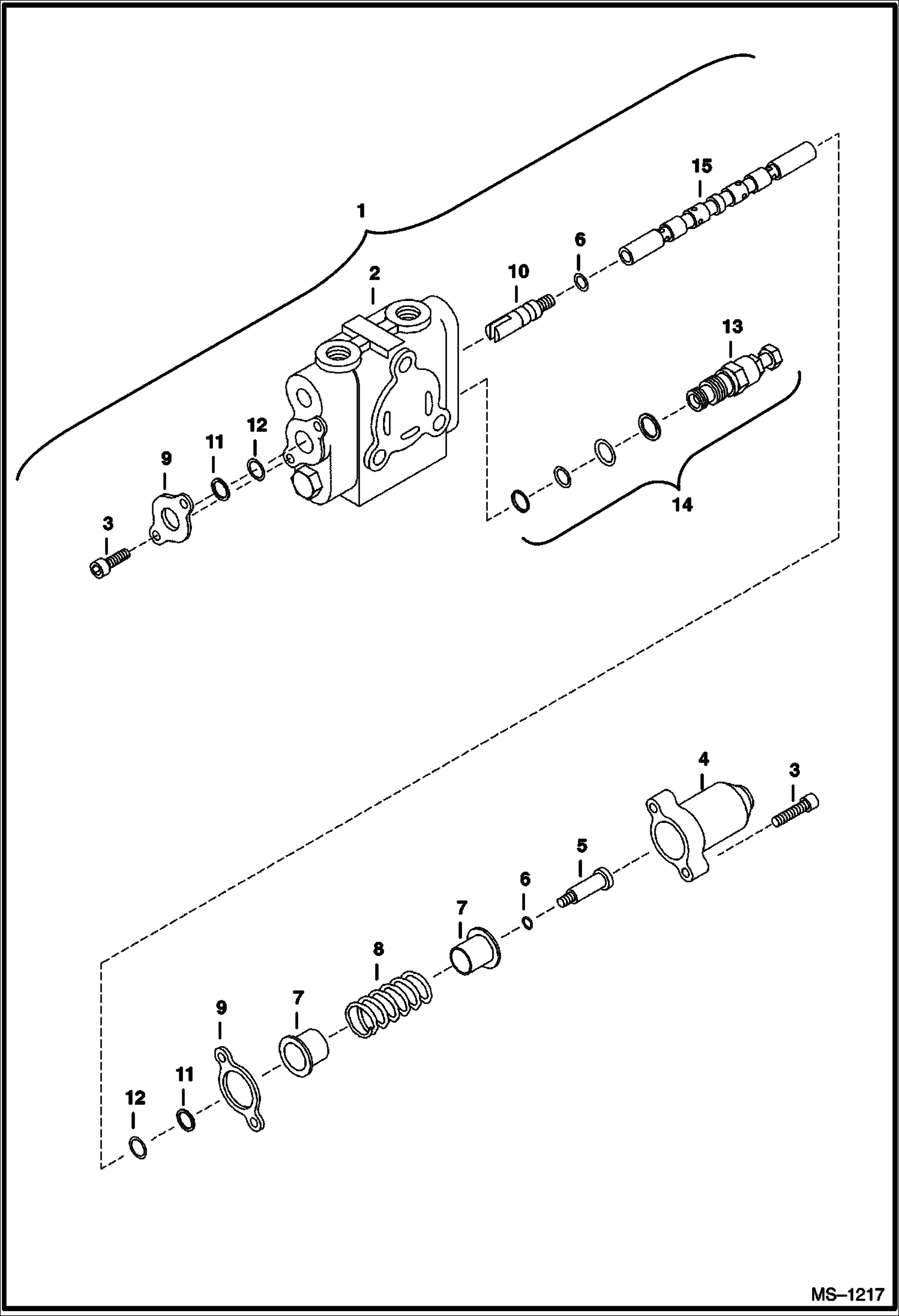 Схема запчастей Bobcat 325 - VALVE SECTION (Right Travel) (S/N 232312386 & Below, 232412117 & Below, 232412128 & 12129) HYDRAULIC SYSTEM