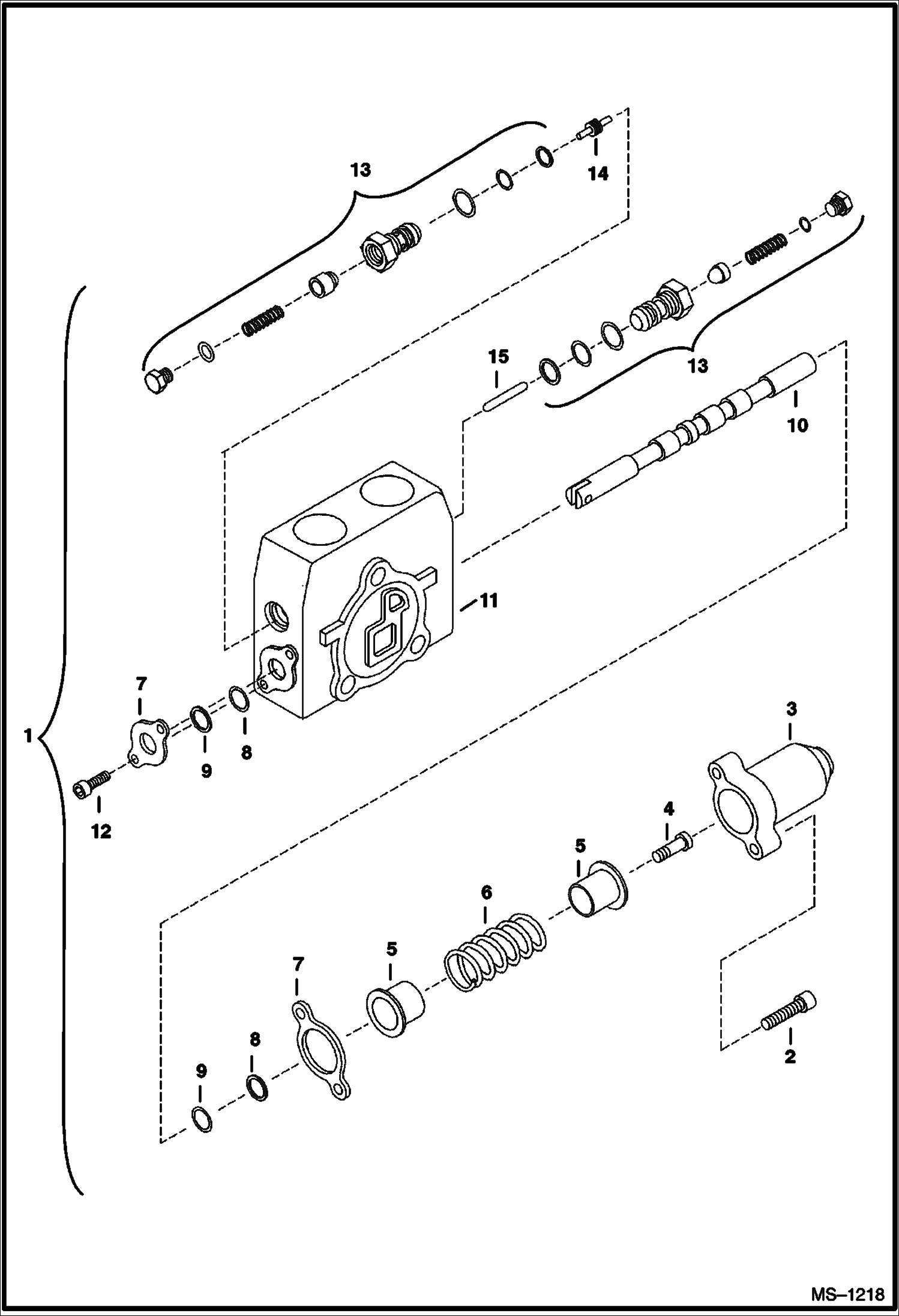 Схема запчастей Bobcat 325 - VALVE SECTION (Boom Offset) (S/N 232312386 & Below, 232412117 & Below, 232412128 & 12129) HYDRAULIC SYSTEM